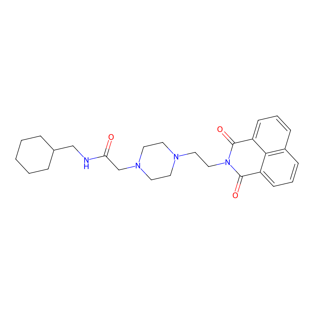 N-(cyclohexylmethyl)-2-[4-(2-{2,4-dioxo-3-azatricyclo[7.3.1.0^{5,13}]trideca-1(13),5,7,9,11-pentaen-3-yl}ethyl)piperazin-1-yl]acetamide molecular structure, CAS 2548988-28-7