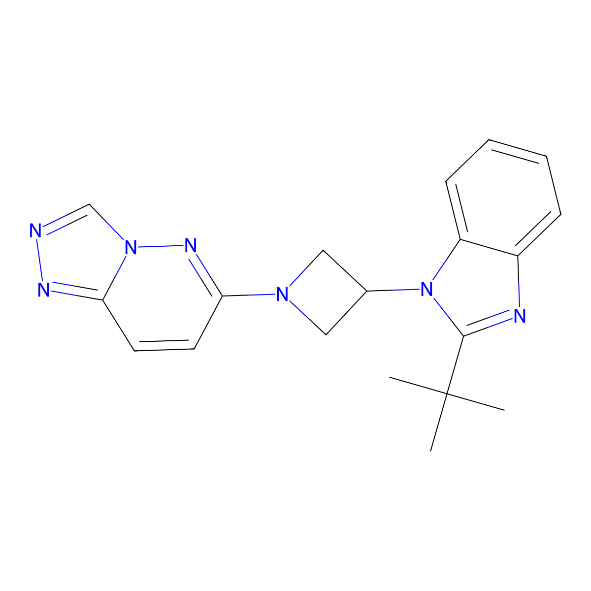2-tert-butyl-1-(1-{[1,2,4]triazolo[4,3-b]pyridazin-6-yl}azetidin-3-yl)-1H-1,3-benzodiazole molecular structure, CAS 2548988-29-8