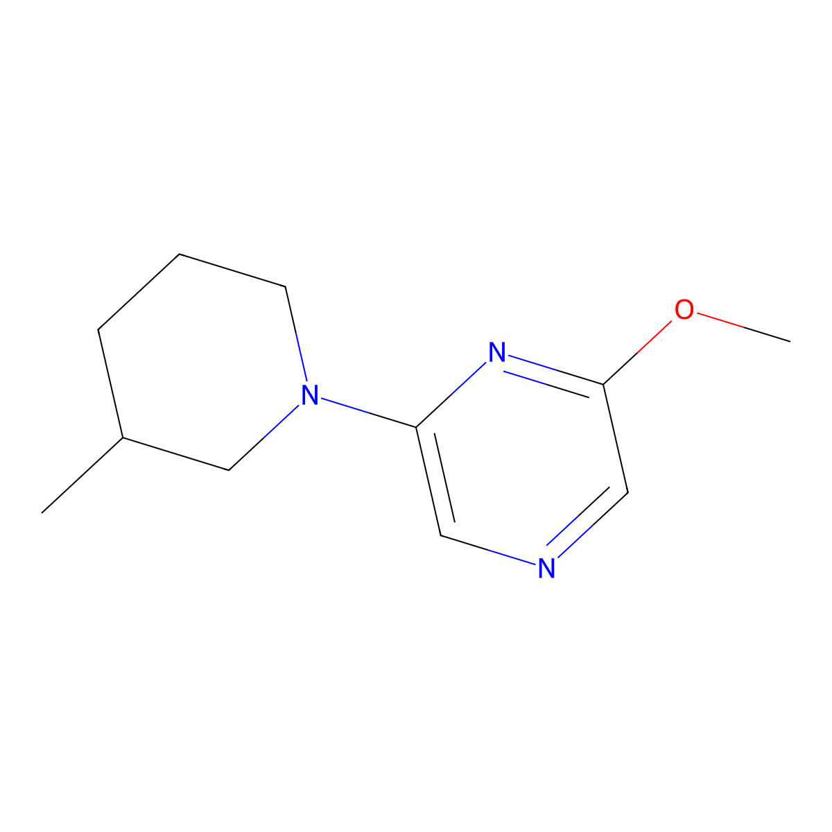 2-Methoxy-6-(3-methylpiperidin-1-yl)pyrazine molecular structure, CAS 2548988-31-2