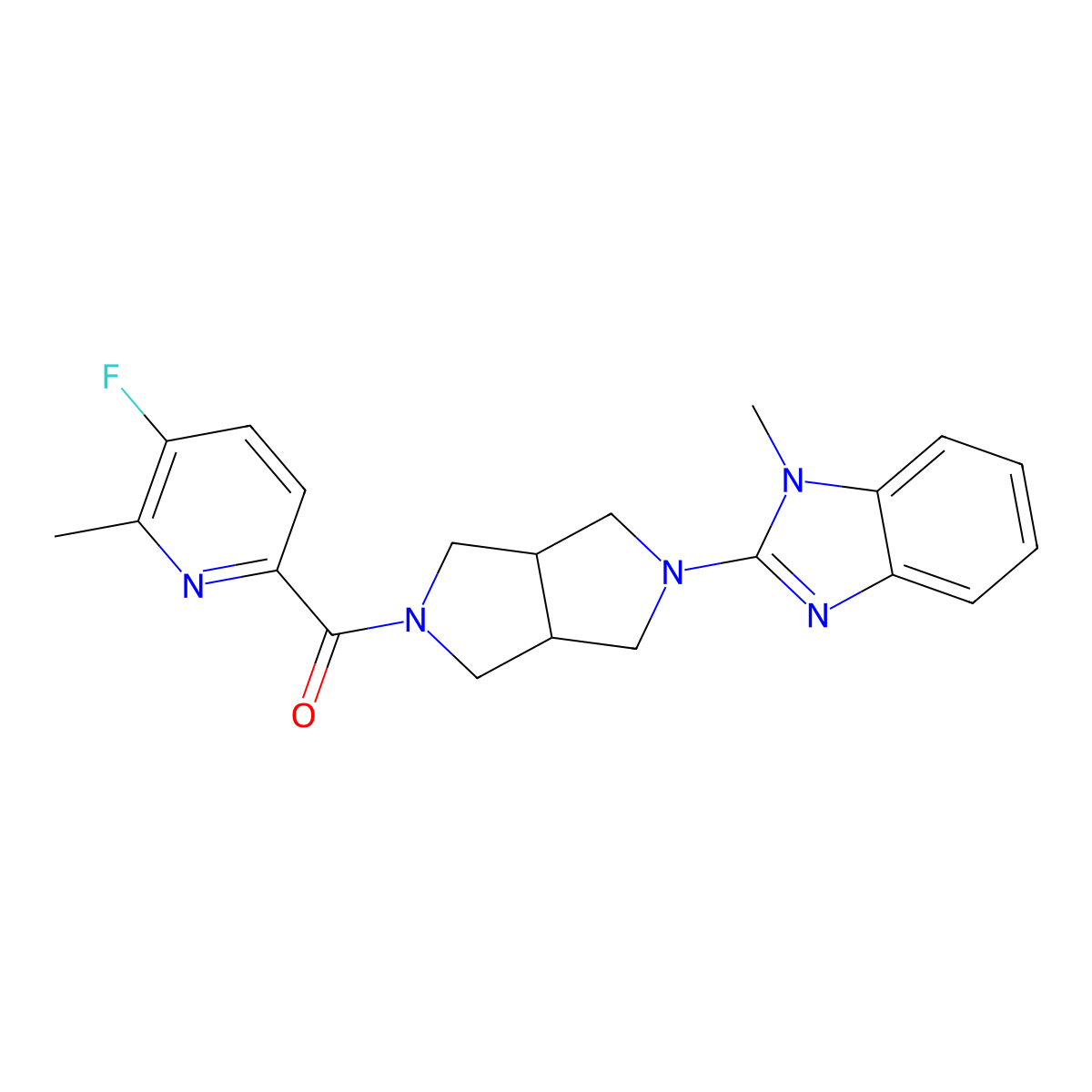 2-[5-(5-fluoro-6-methylpyridine-2-carbonyl)-octahydropyrrolo[3,4-c]pyrrol-2-yl]-1-methyl-1H-1,3-benzodiazole molecular structure, CAS 2548988-35-6
