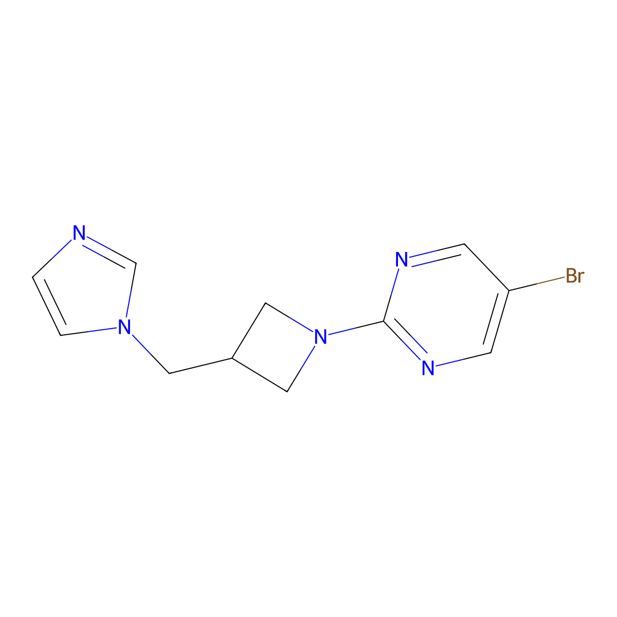 5-bromo-2-{3-[(1H-imidazol-1-yl)methyl]azetidin-1-yl}pyrimidine molecular structure, CAS 2548988-41-4