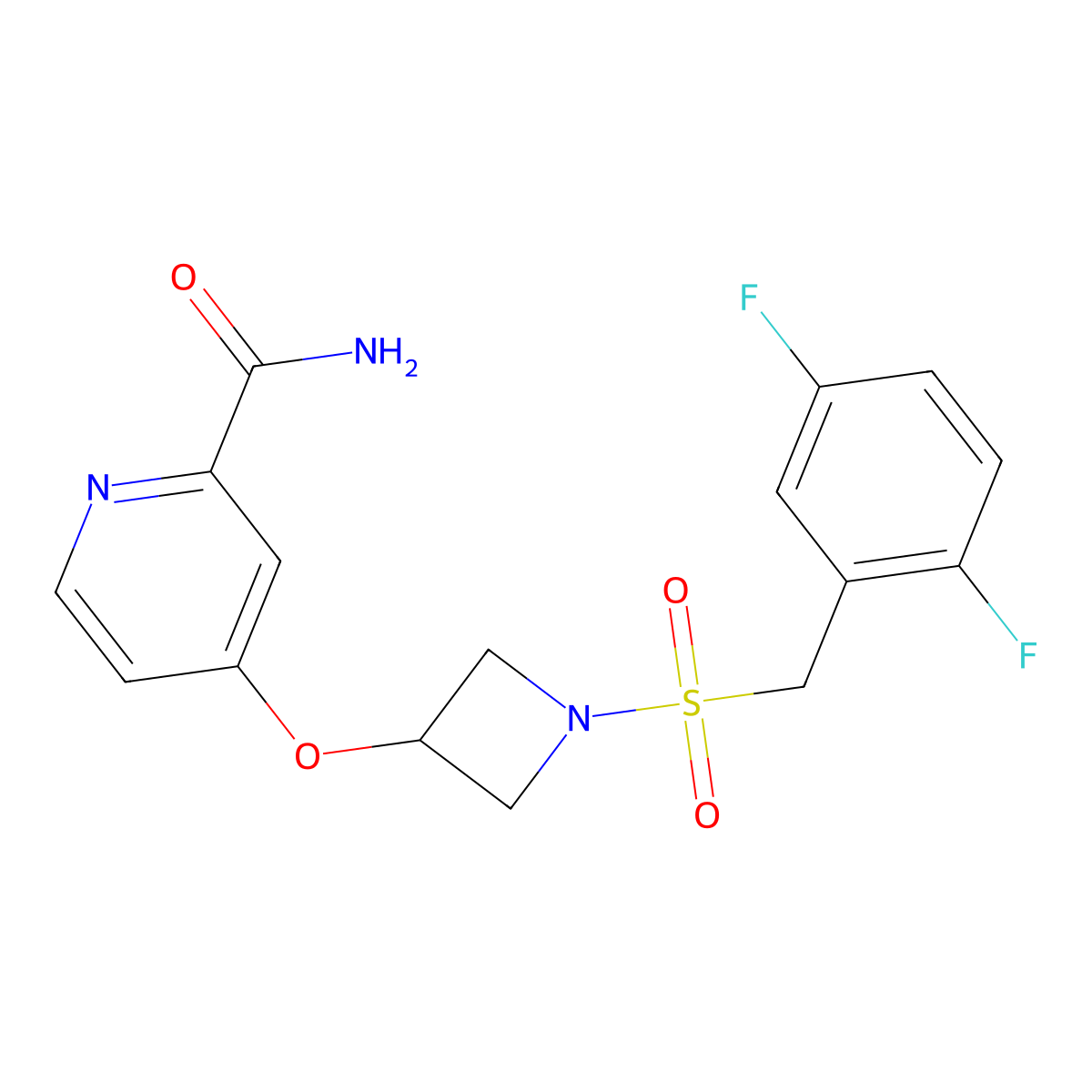 4-({1-[(2,5-Difluorophenyl)methanesulfonyl]azetidin-3-yl}oxy)pyridine-2-carboxamide molecular structure, CAS 2548988-42-5