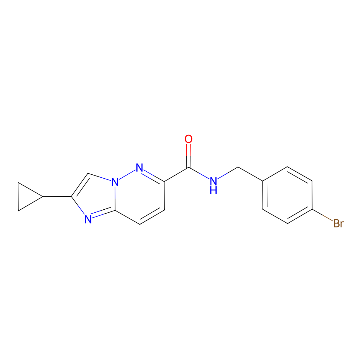 N-[(4-bromophenyl)methyl]-2-cyclopropylimidazo[1,2-b]pyridazine-6-carboxamide molecular structure, CAS 2548988-44-7