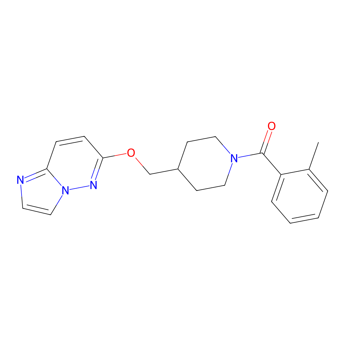 4-({Imidazo[1,2-b]pyridazin-6-yloxy}methyl)-1-(2-methylbenzoyl)piperidine molecular structure, CAS 2548988-45-8