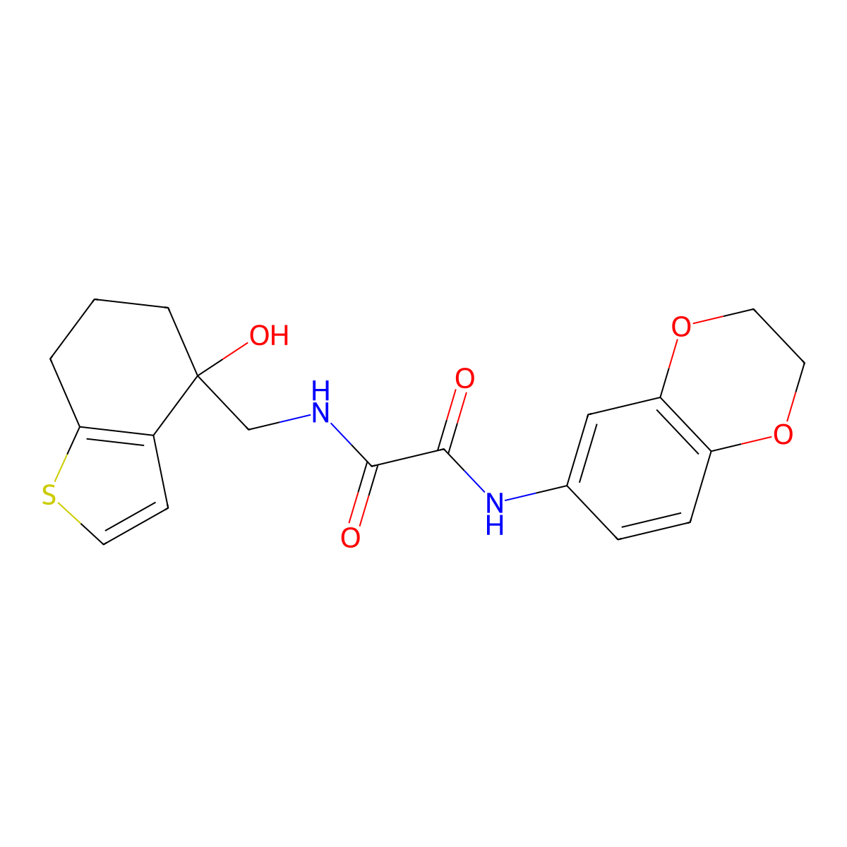 N'-(2,3-dihydro-1,4-benzodioxin-6-yl)-N-[(4-hydroxy-4,5,6,7-tetrahydro-1-benzothiophen-4-yl)methyl]ethanediamide molecular structure, CAS 2548988-47-0