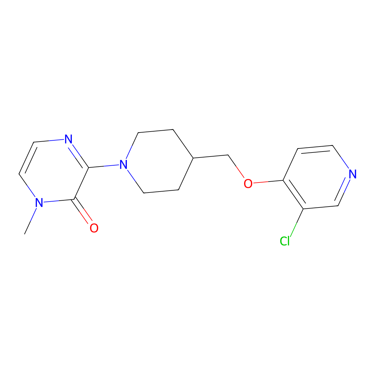 3-(4-{[(3-Chloropyridin-4-yl)oxy]methyl}piperidin-1-yl)-1-methyl-1,2-dihydropyrazin-2-one molecular structure, CAS 2548988-53-8