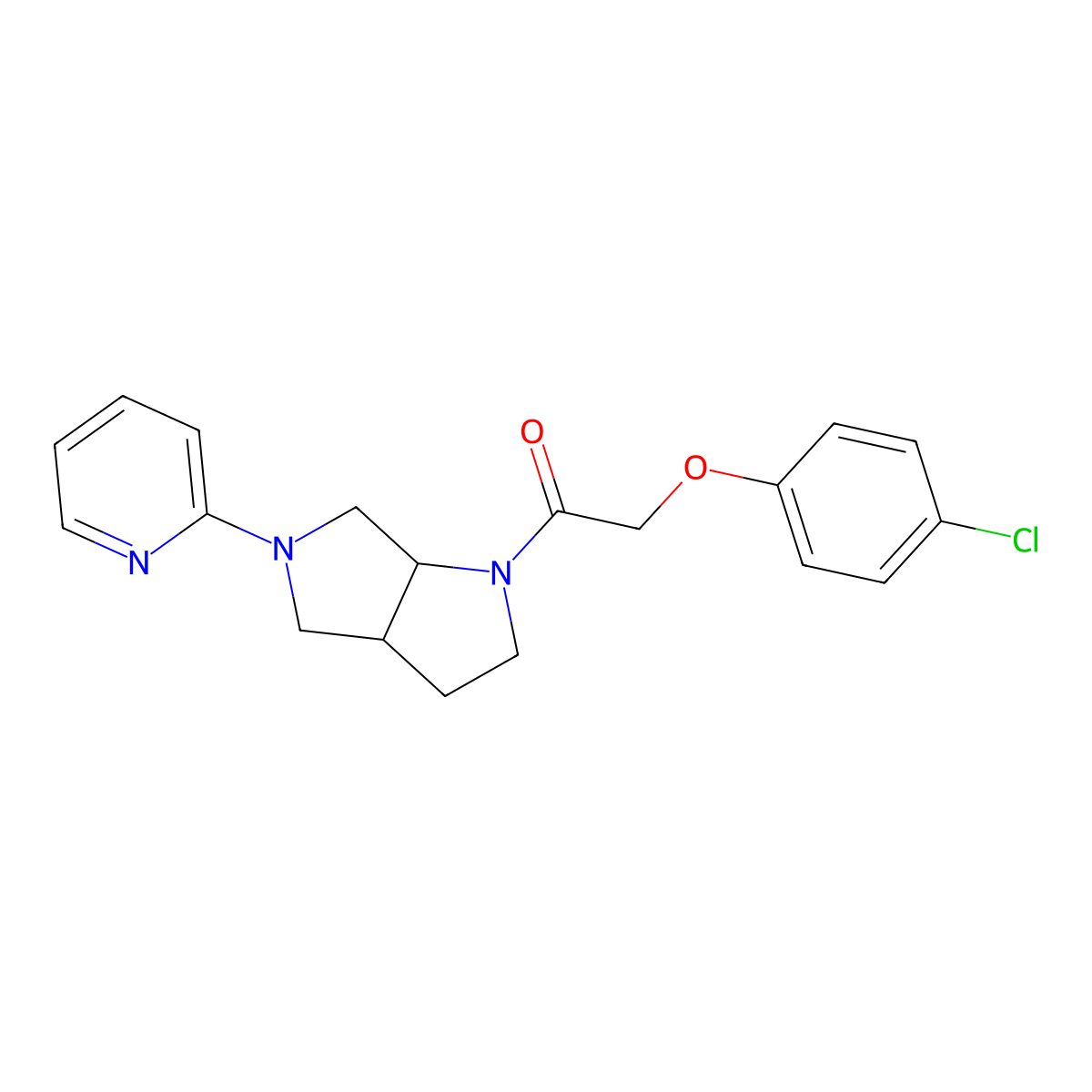 2-(4-Chlorophenoxy)-1-[5-(pyridin-2-yl)-octahydropyrrolo[3,4-b]pyrrol-1-yl]ethan-1-one molecular structure, CAS 2548988-67-4