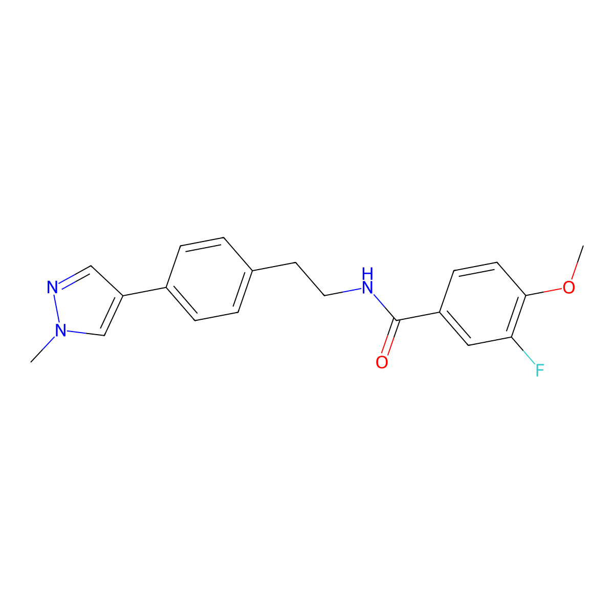 3-fluoro-4-methoxy-N-{2-[4-(1-methyl-1H-pyrazol-4-yl)phenyl]ethyl}benzamide molecular structure, CAS 2548988-77-6