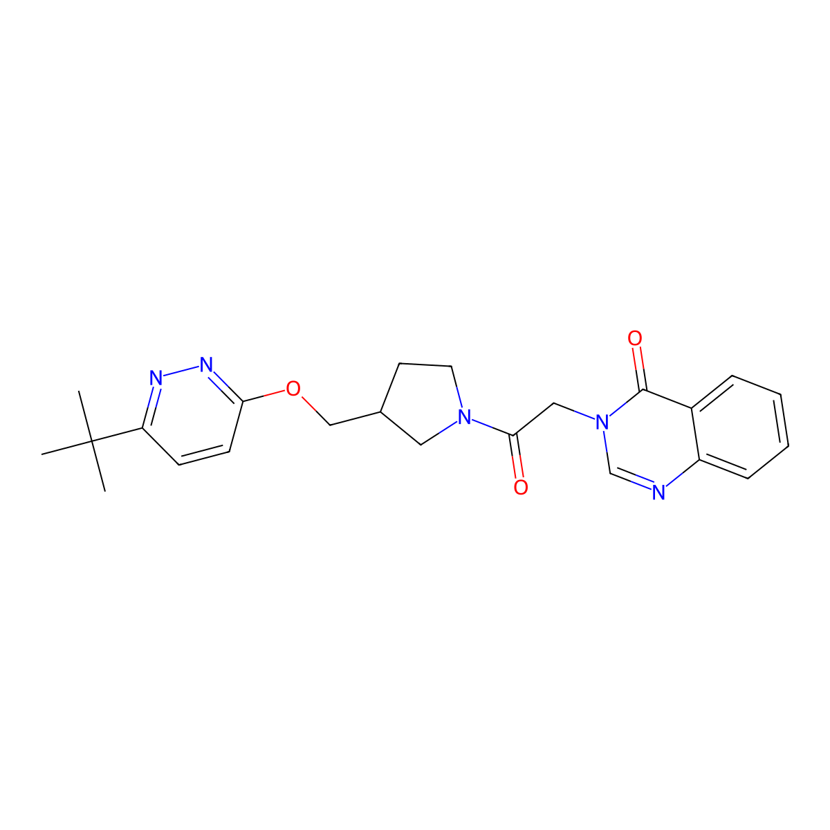3-[2-(3-{[(6-Tert-butylpyridazin-3-yl)oxy]methyl}pyrrolidin-1-yl)-2-oxoethyl]-3,4-dihydroquinazolin-4-one molecular structure, CAS 2548988-80-1