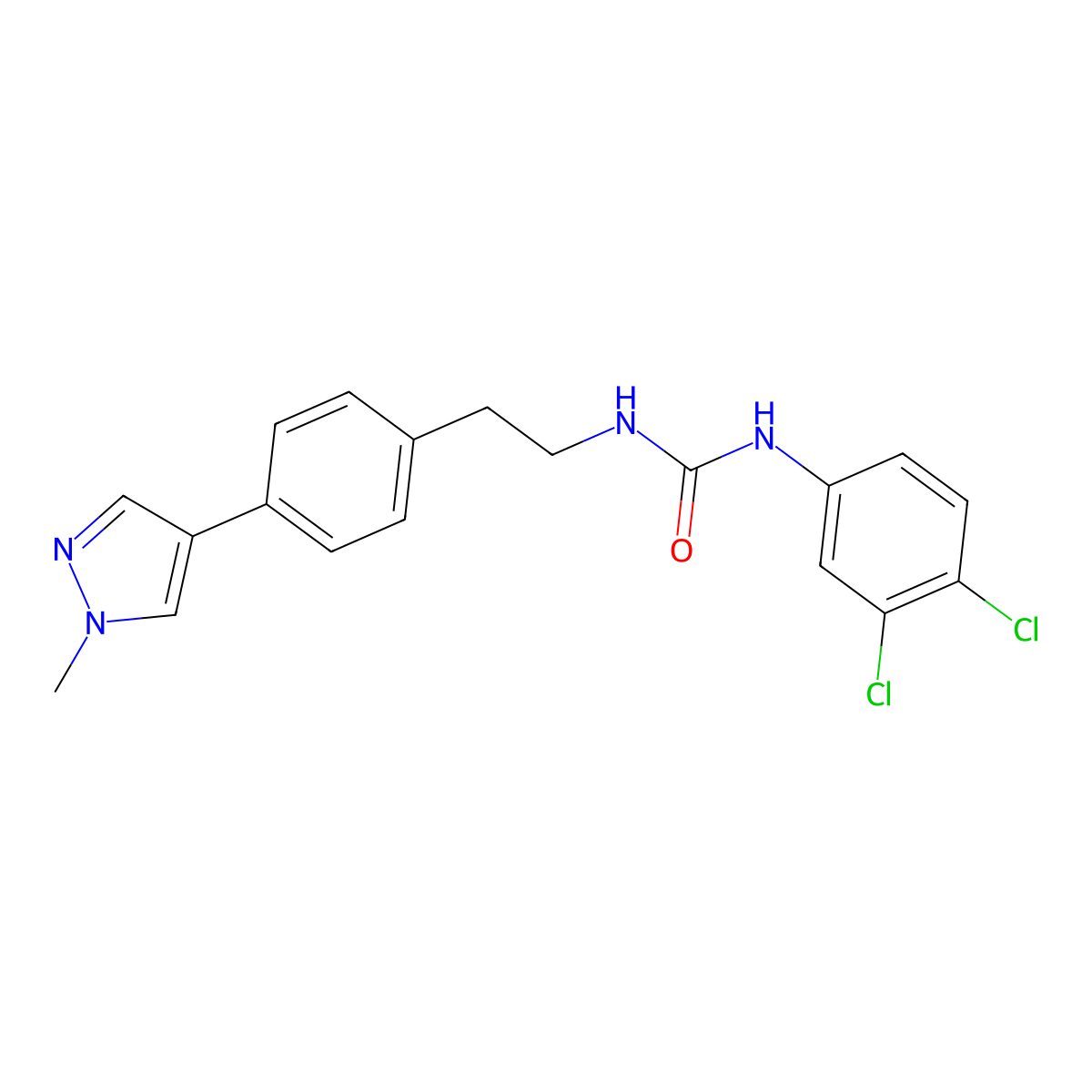 3-(3,4-dichlorophenyl)-1-{2-[4-(1-methyl-1H-pyrazol-4-yl)phenyl]ethyl}urea molecular structure, CAS 2548988-85-6