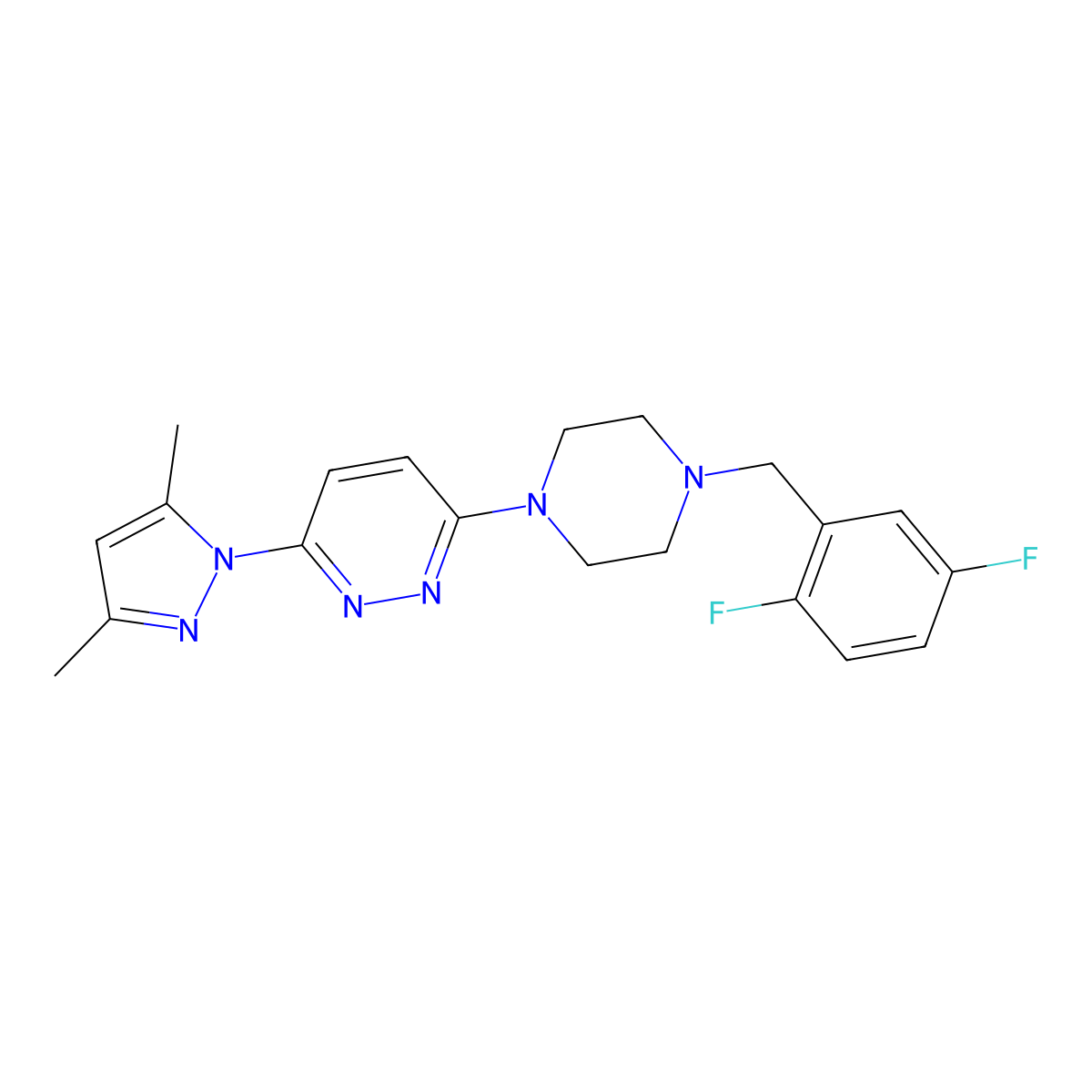 3-{4-[(2,5-difluorophenyl)methyl]piperazin-1-yl}-6-(3,5-dimethyl-1H-pyrazol-1-yl)pyridazine molecular structure, CAS 2548988-86-7