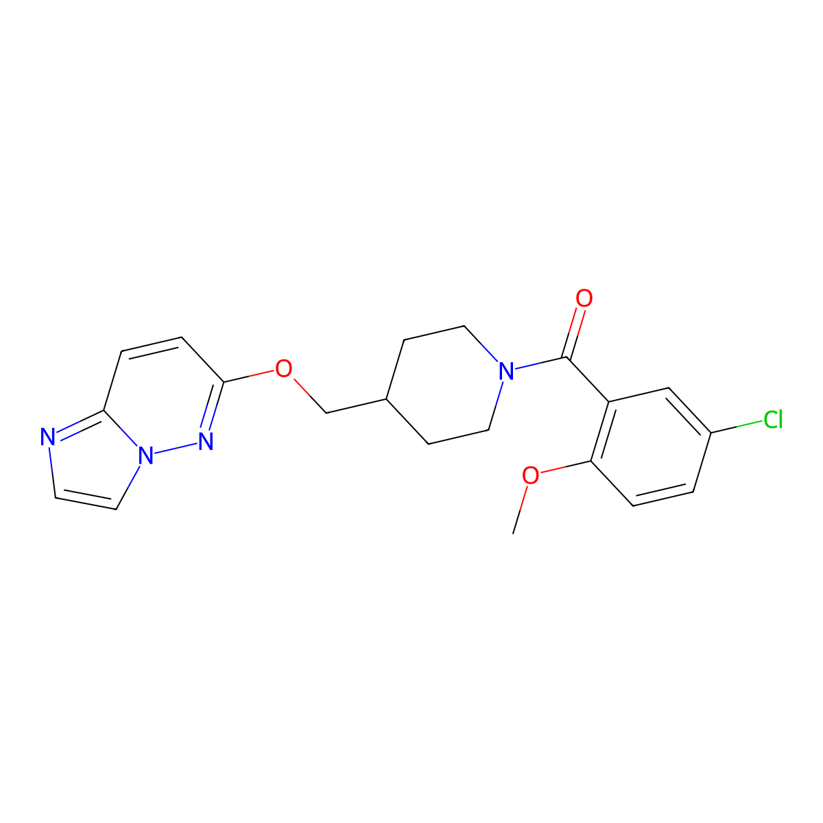 1-(5-Chloro-2-methoxybenzoyl)-4-({imidazo[1,2-b]pyridazin-6-yloxy}methyl)piperidine molecular structure, CAS 2548988-97-0