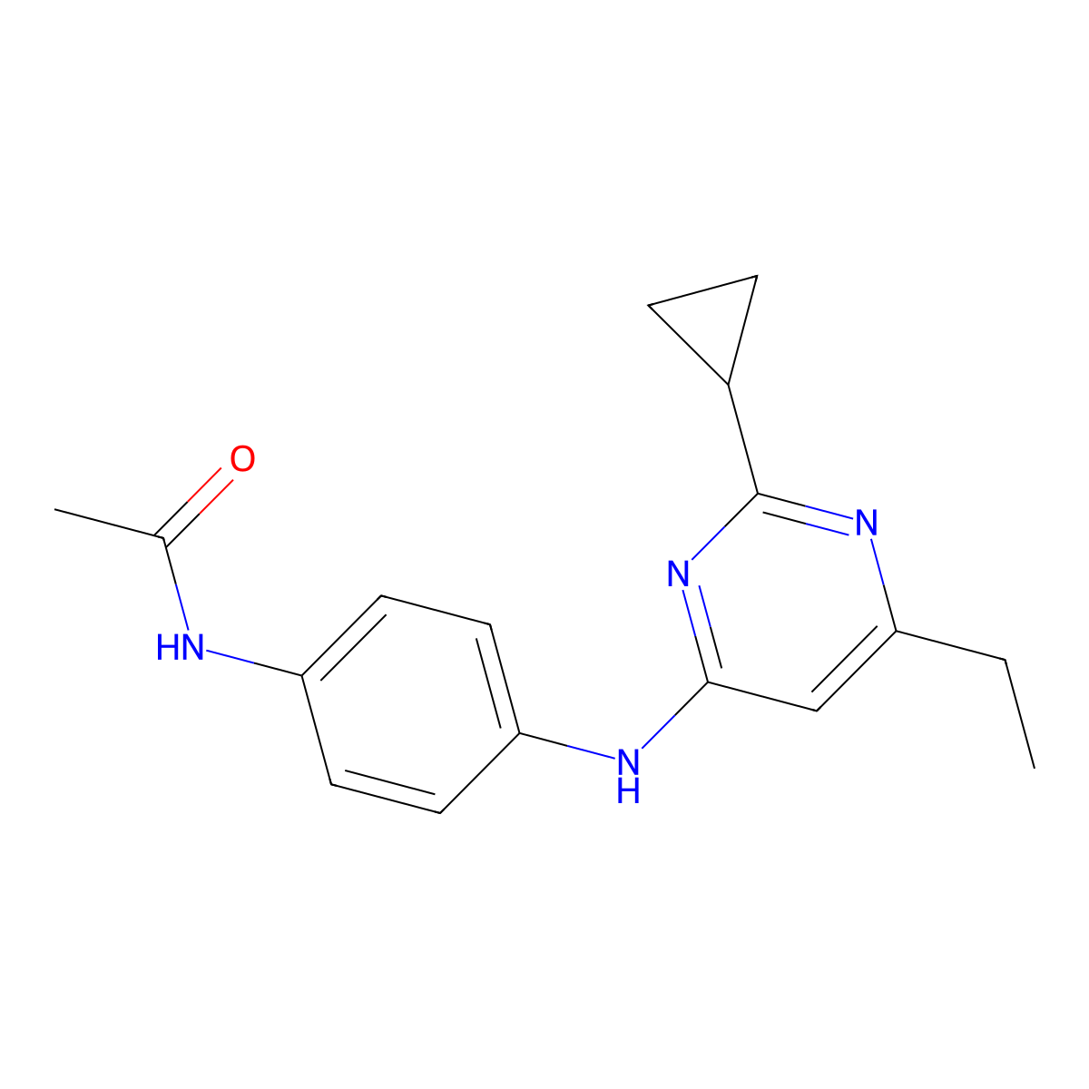 N-{4-[(2-cyclopropyl-6-ethylpyrimidin-4-yl)amino]phenyl}acetamide molecular structure, CAS 2548989-01-9