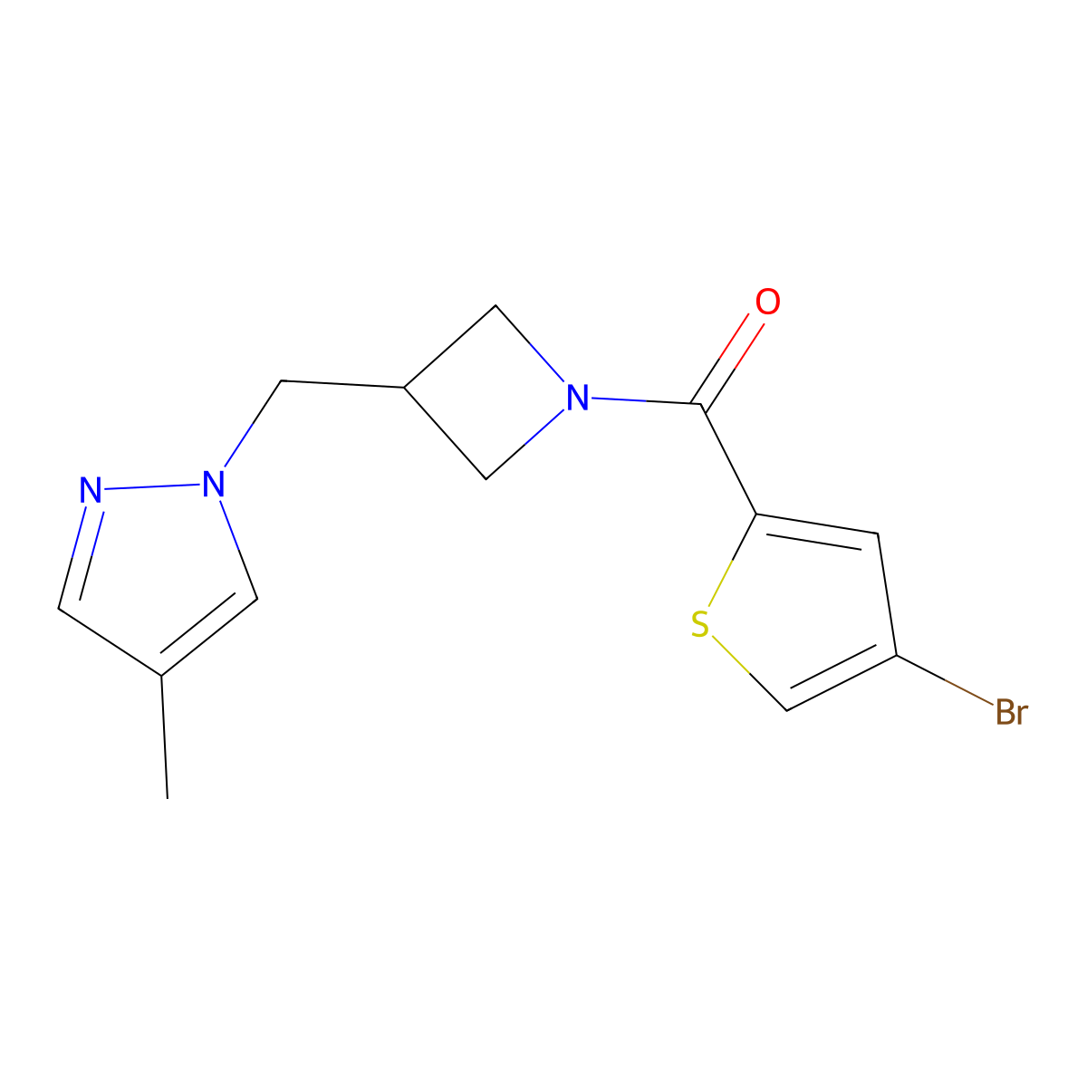 1-{[1-(4-bromothiophene-2-carbonyl)azetidin-3-yl]methyl}-4-methyl-1H-pyrazole molecular structure, CAS 2548989-04-2