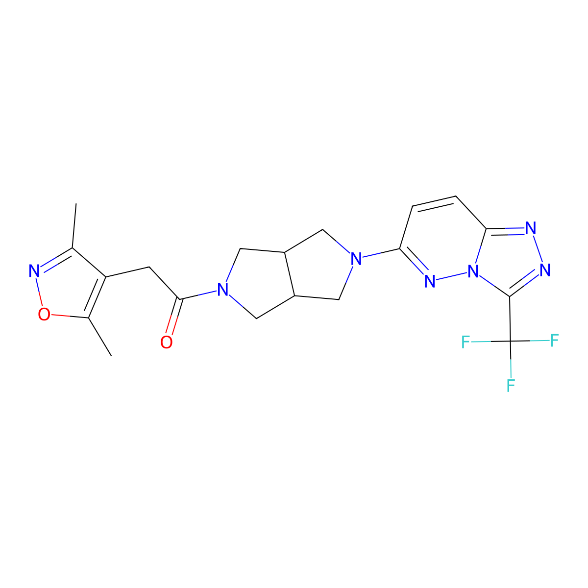 2-(3,5-Dimethyl-1,2-oxazol-4-yl)-1-{5-[3-(trifluoromethyl)-[1,2,4]triazolo[4,3-b]pyridazin-6-yl]-octahydropyrrolo[3,4-c]pyrrol-2-yl}ethan-1-one molecular structure, CAS 2548989-05-3
