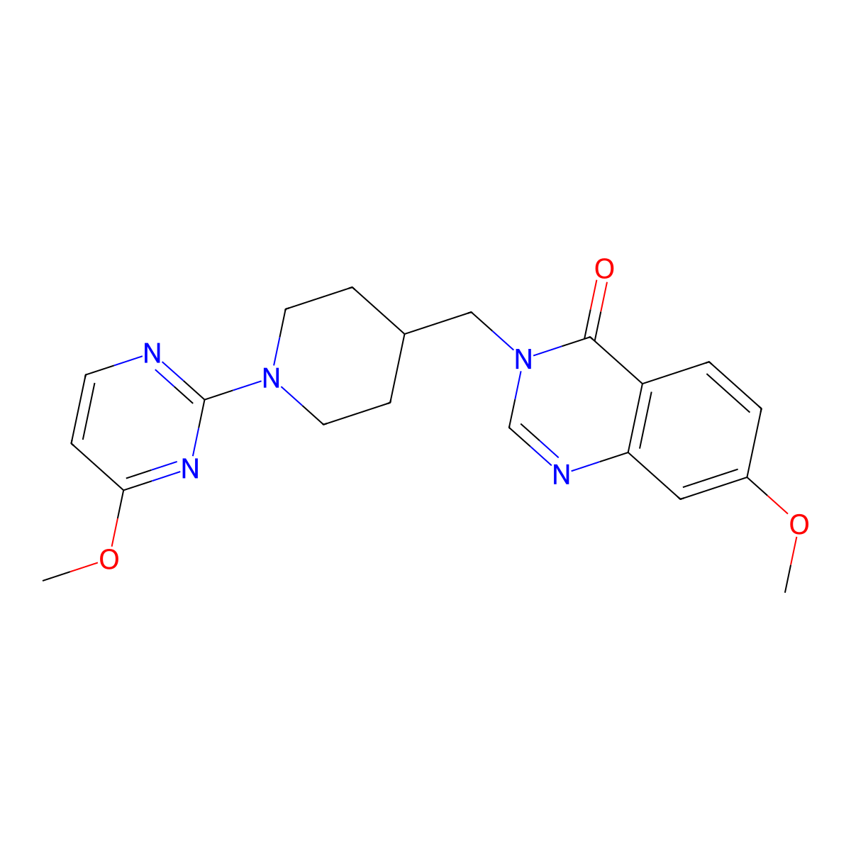 7-Methoxy-3-{[1-(4-methoxypyrimidin-2-yl)piperidin-4-yl]methyl}-3,4-dihydroquinazolin-4-one molecular structure, CAS 2548989-06-4