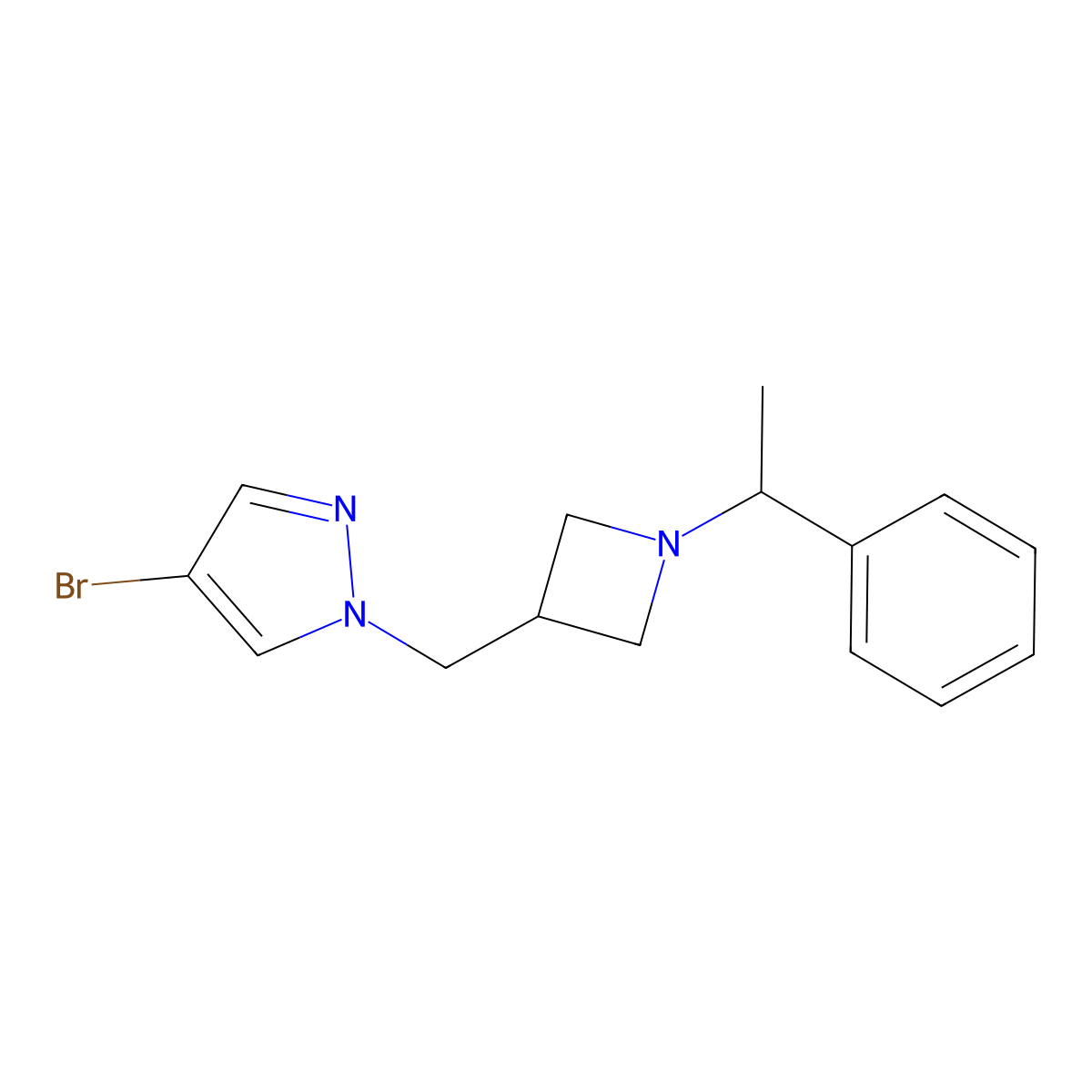 4-bromo-1-{[1-(1-phenylethyl)azetidin-3-yl]methyl}-1H-pyrazole molecular structure, CAS 2548989-17-7