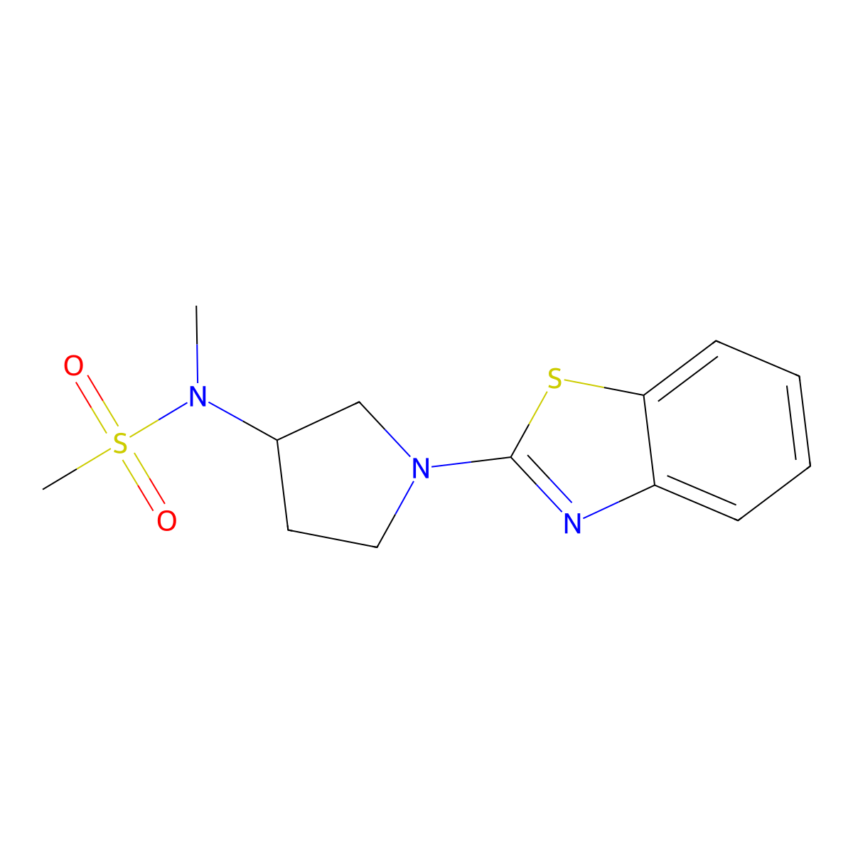 N-[1-(1,3-benzothiazol-2-yl)pyrrolidin-3-yl]-N-methylmethanesulfonamide molecular structure, CAS 2548989-25-7