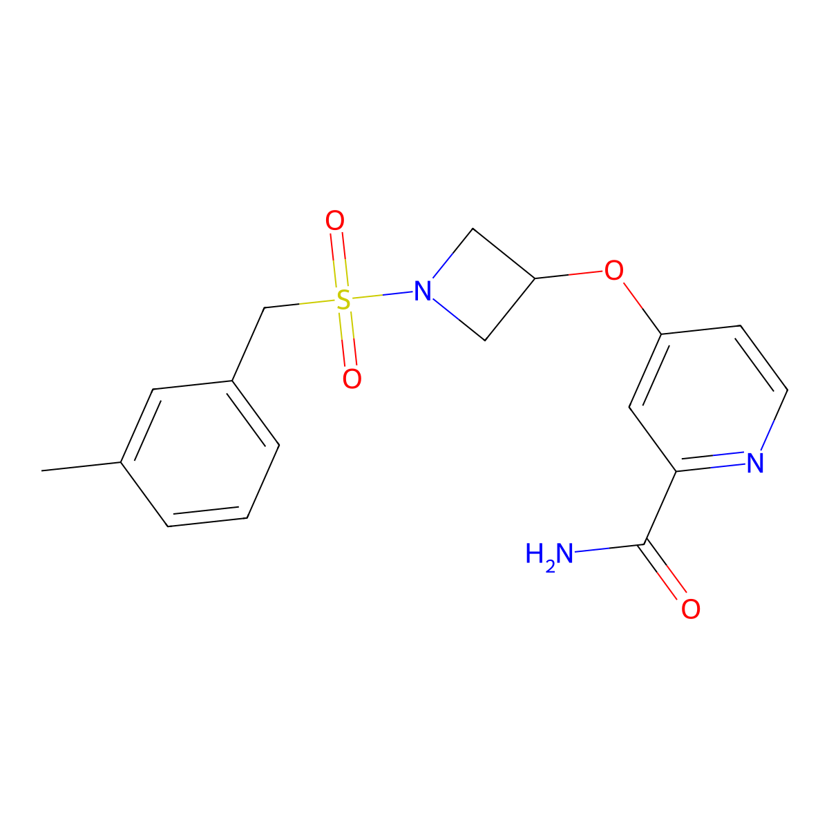 4-({1-[(3-Methylphenyl)methanesulfonyl]azetidin-3-yl}oxy)pyridine-2-carboxamide molecular structure, CAS 2548989-30-4