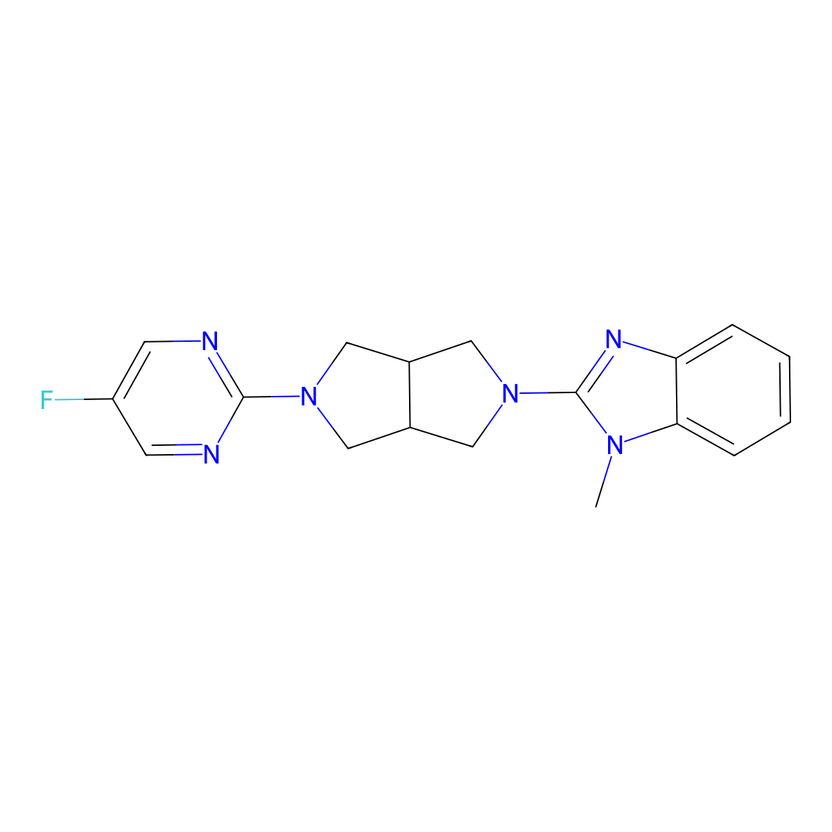 2-[5-(5-fluoropyrimidin-2-yl)-octahydropyrrolo[3,4-c]pyrrol-2-yl]-1-methyl-1H-1,3-benzodiazole molecular structure, CAS 2548989-34-8