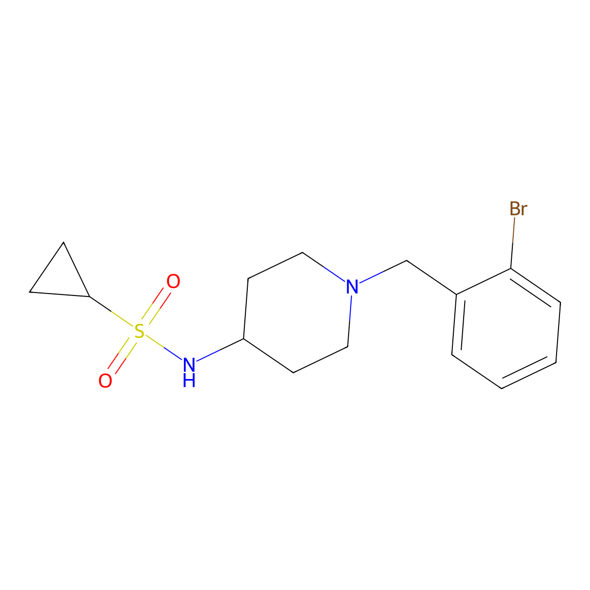 N-{1-[(2-bromophenyl)methyl]piperidin-4-yl}cyclopropanesulfonamide molecular structure, CAS 2548989-36-0