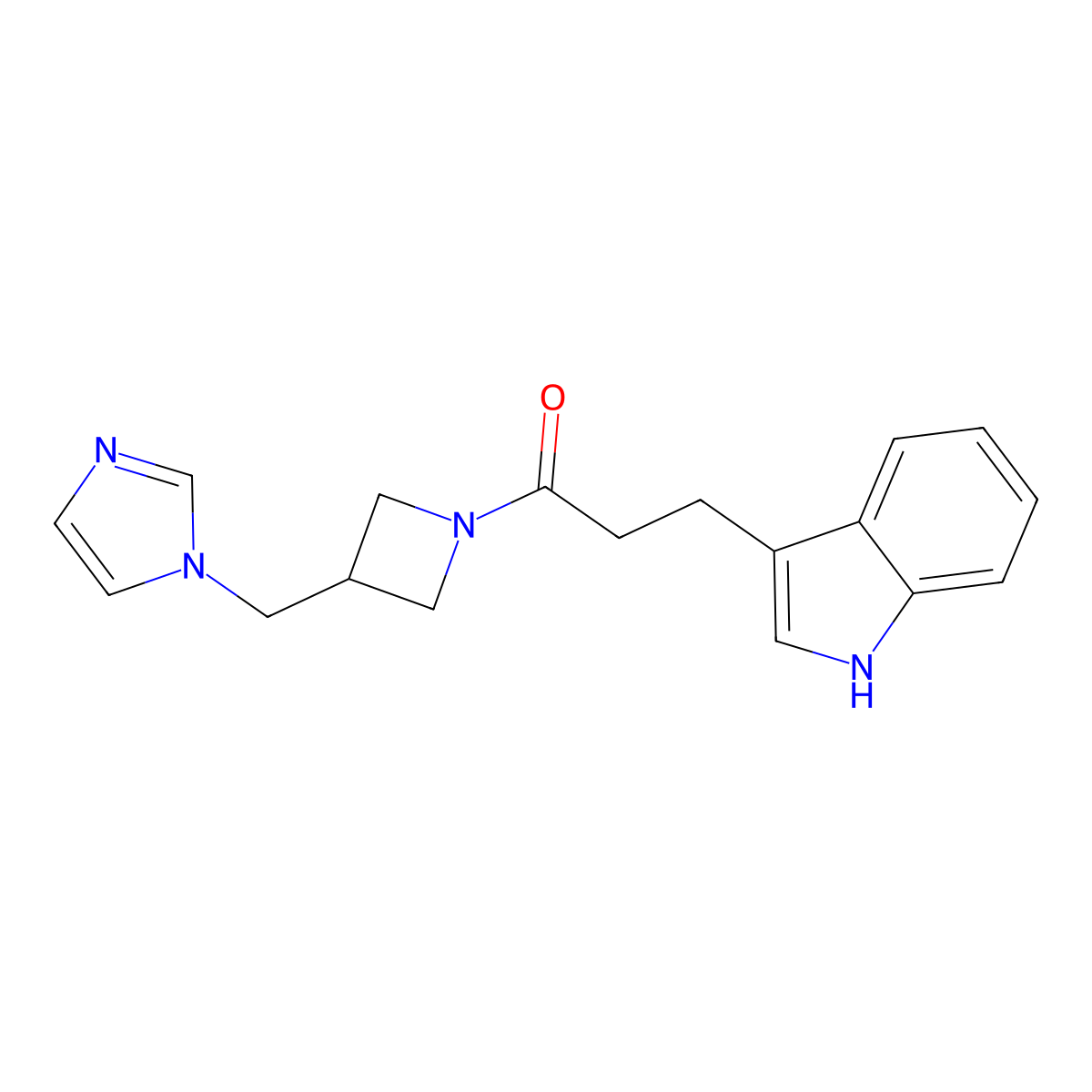 1-{3-[(1H-imidazol-1-yl)methyl]azetidin-1-yl}-3-(1H-indol-3-yl)propan-1-one molecular structure, CAS 2548989-37-1