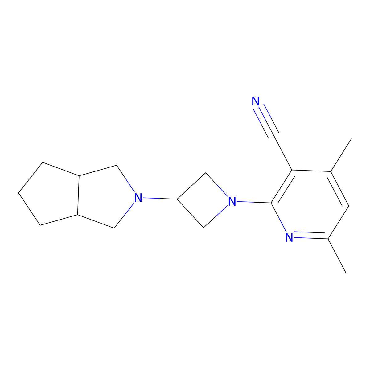 4,6-Dimethyl-2-(3-{octahydrocyclopenta[c]pyrrol-2-yl}azetidin-1-yl)pyridine-3-carbonitrile molecular structure, CAS 2548989-41-7