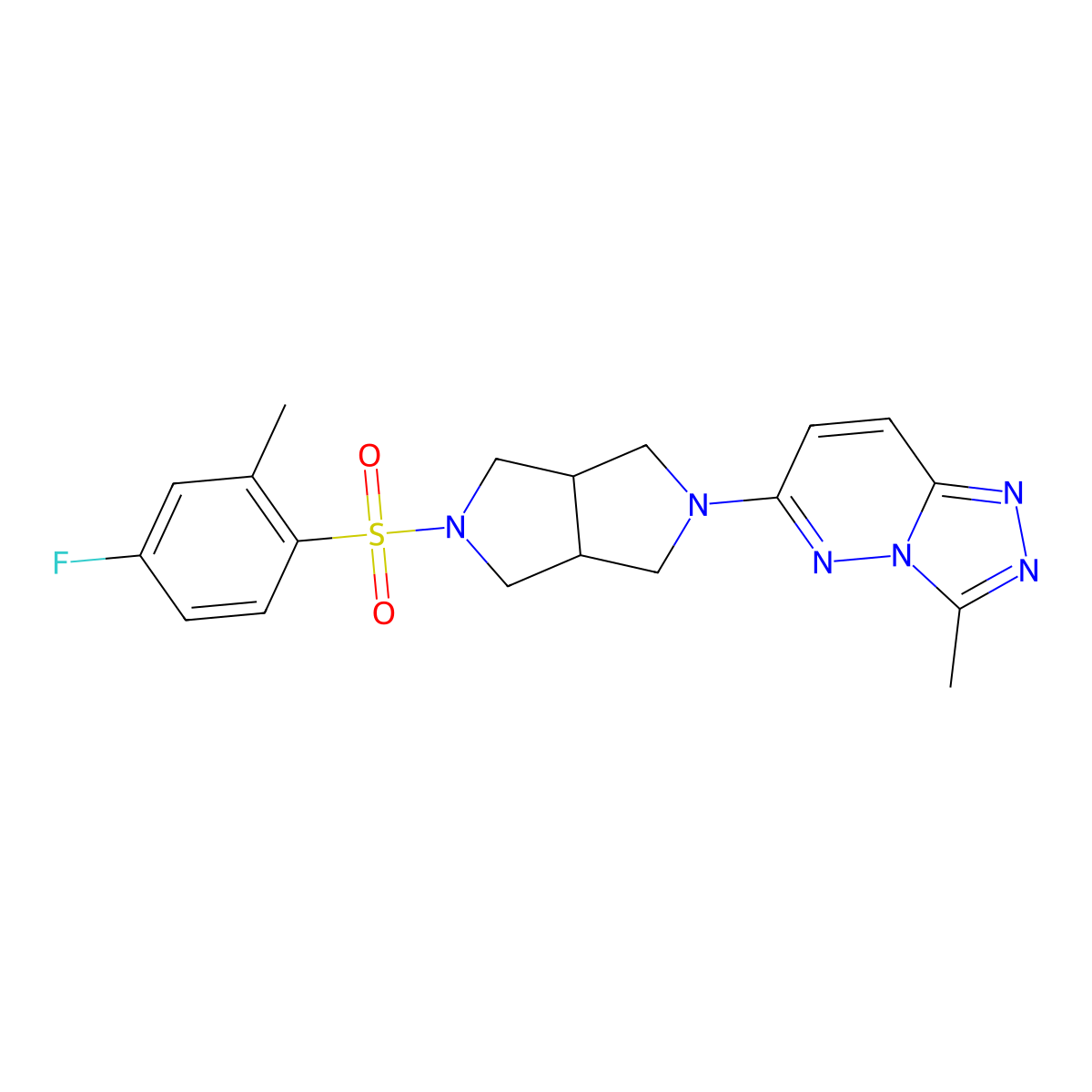 6-[5-(4-Fluoro-2-methylbenzenesulfonyl)-octahydropyrrolo[3,4-c]pyrrol-2-yl]-3-methyl-[1,2,4]triazolo[4,3-b]pyridazine molecular structure, CAS 2548989-43-9