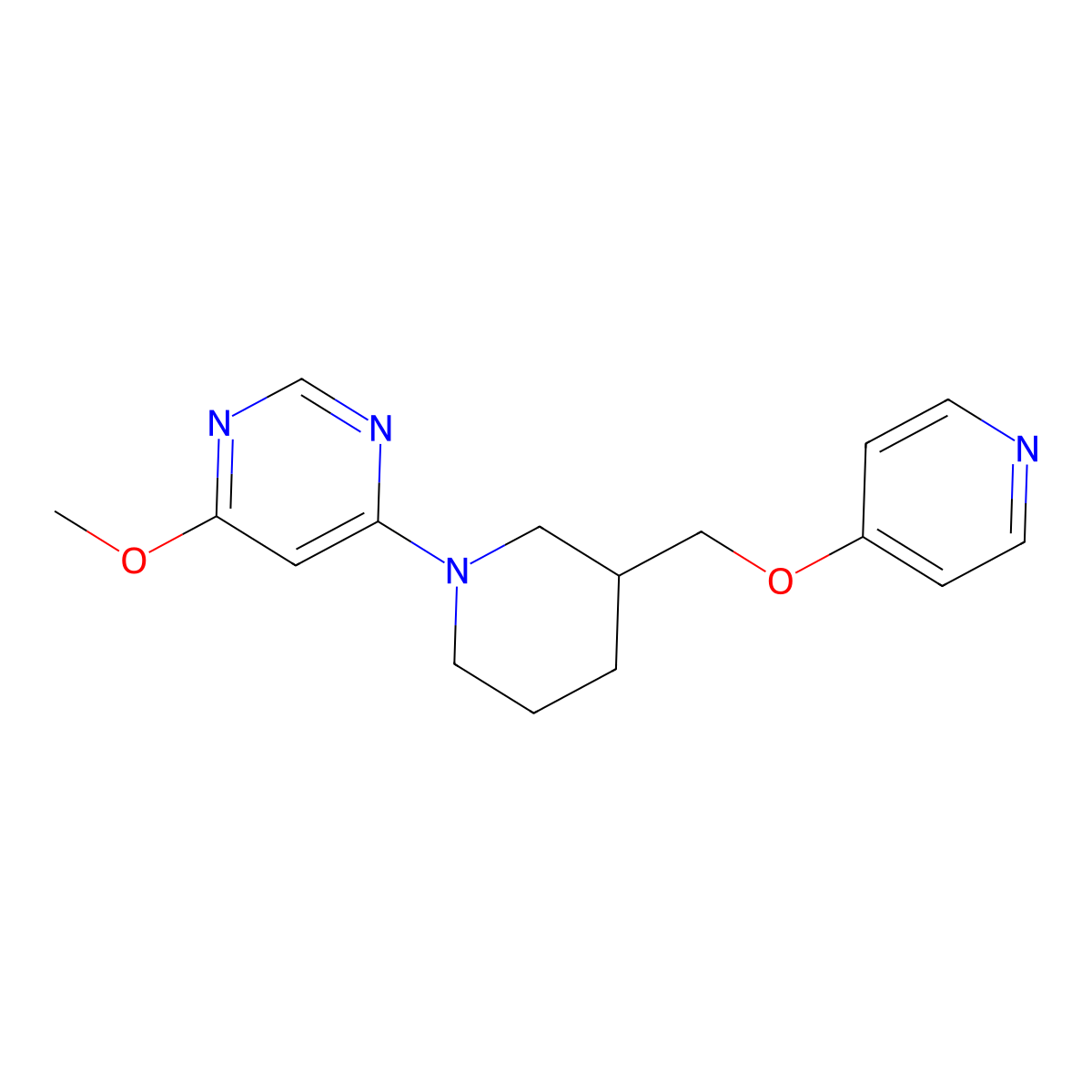 4-Methoxy-6-{3-[(pyridin-4-yloxy)methyl]piperidin-1-yl}pyrimidine molecular structure, CAS 2548989-44-0