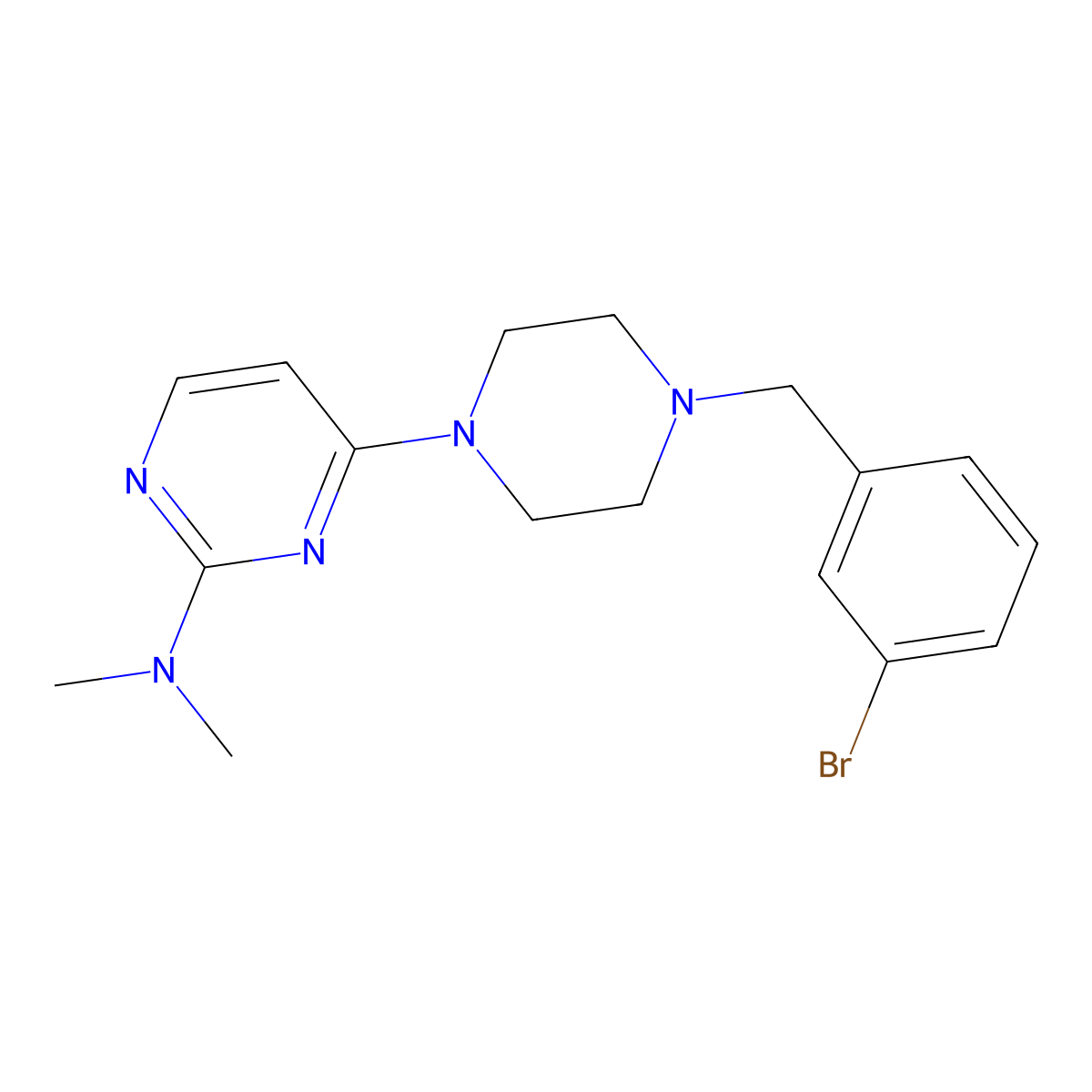 4-{4-[(3-bromophenyl)methyl]piperazin-1-yl}-N,N-dimethylpyrimidin-2-amine molecular structure, CAS 2548989-48-4