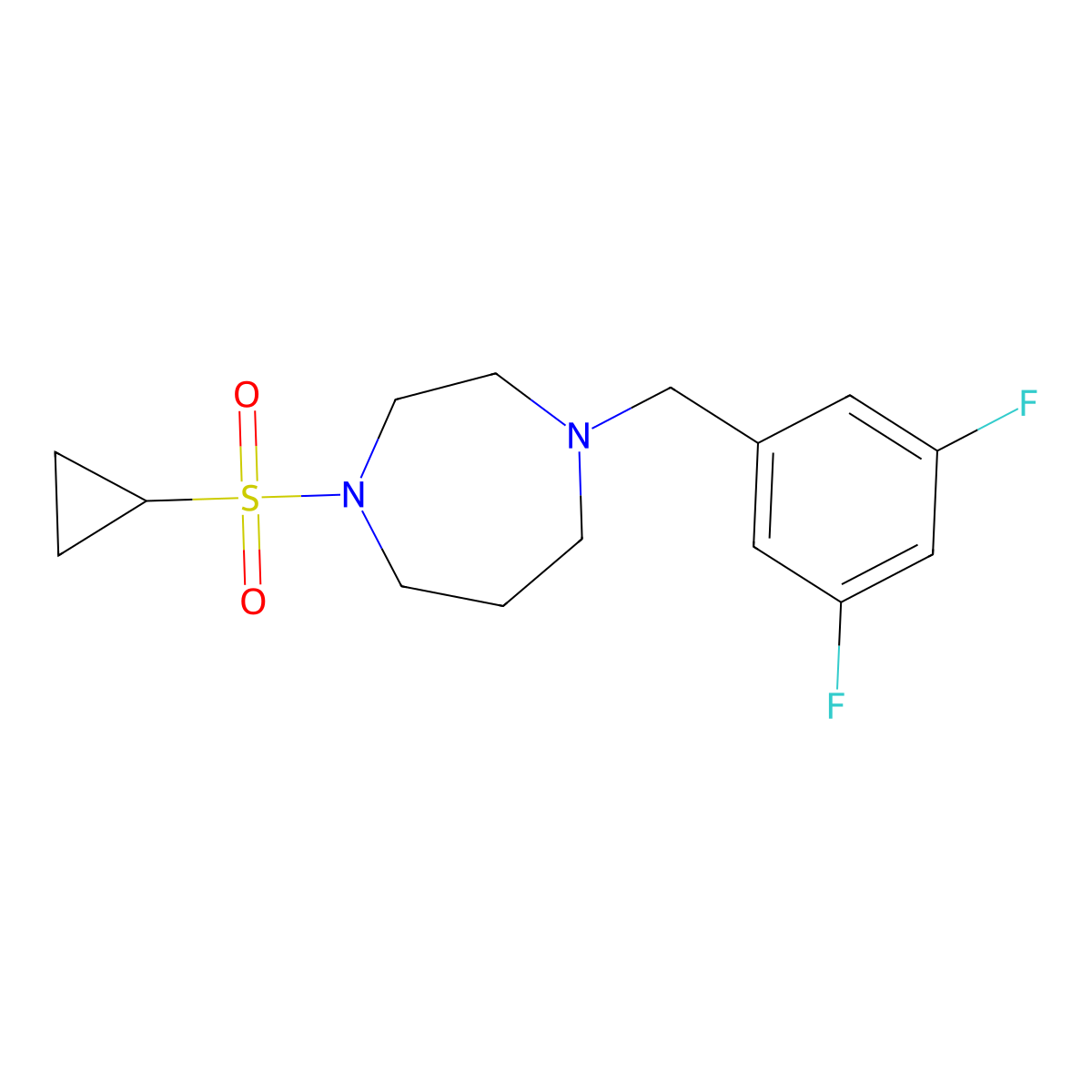 1-(Cyclopropanesulfonyl)-4-[(3,5-difluorophenyl)methyl]-1,4-diazepane molecular structure, CAS 2548989-51-9