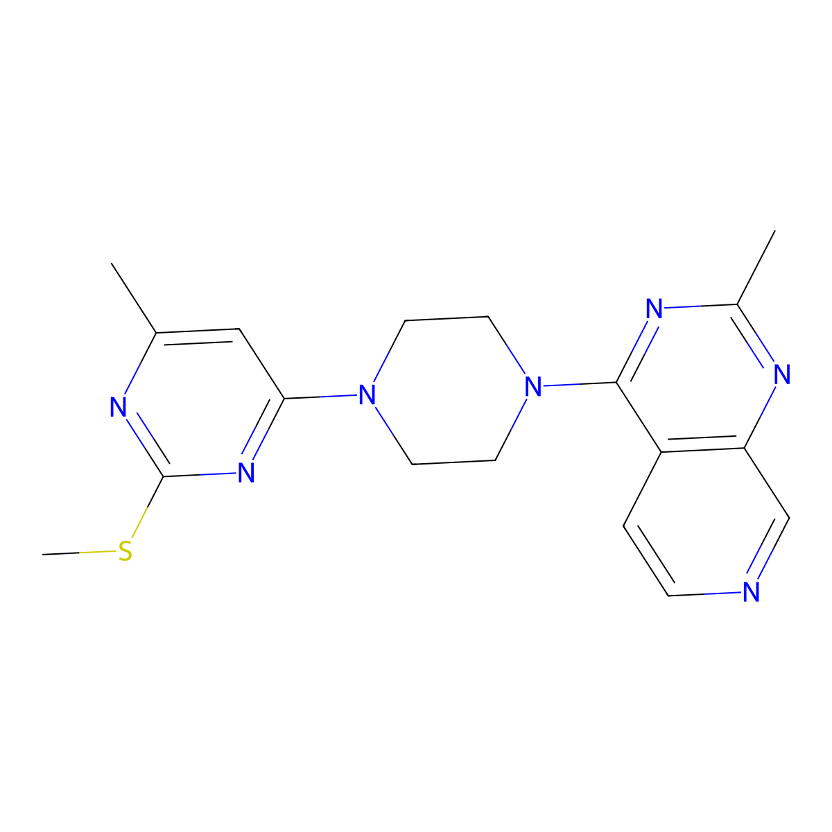 4-Methyl-6-(4-{2-methylpyrido[3,4-d]pyrimidin-4-yl}piperazin-1-yl)-2-(methylsulfanyl)pyrimidine molecular structure, CAS 2548989-52-0