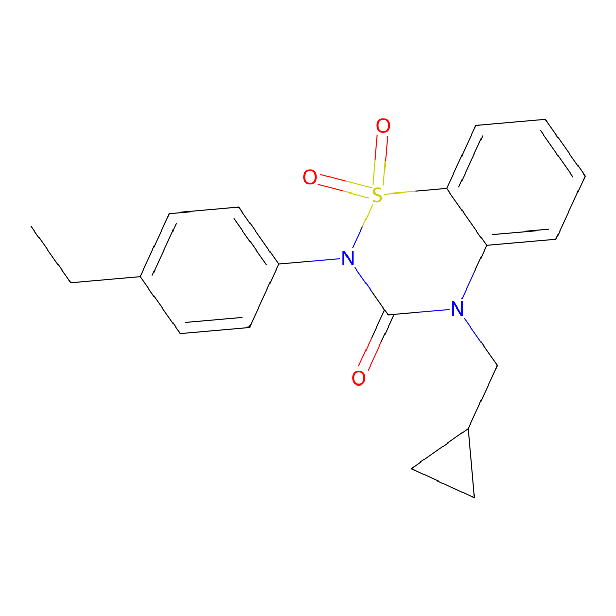 4-(Cyclopropylmethyl)-2-(4-ethylphenyl)-1,1-dioxo-1lambda6,2,4-benzothiadiazin-3-one molecular structure, CAS 2548989-54-2