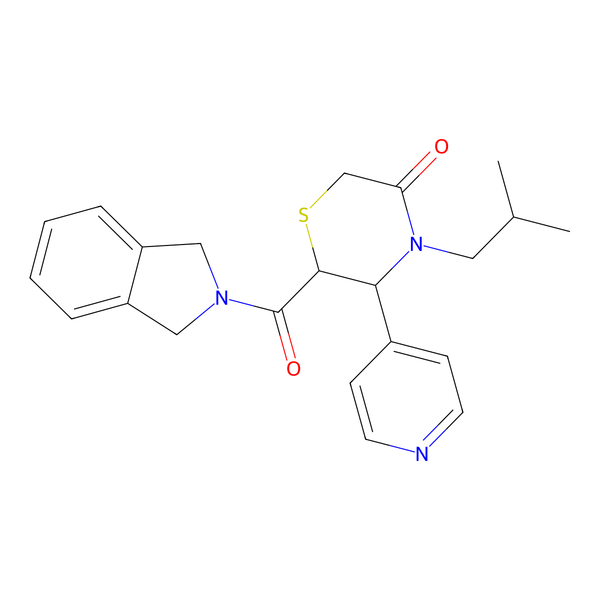 6-(2,3-dihydro-1H-isoindole-2-carbonyl)-4-(2-methylpropyl)-5-(pyridin-4-yl)thiomorpholin-3-one molecular structure, CAS 2548989-55-3