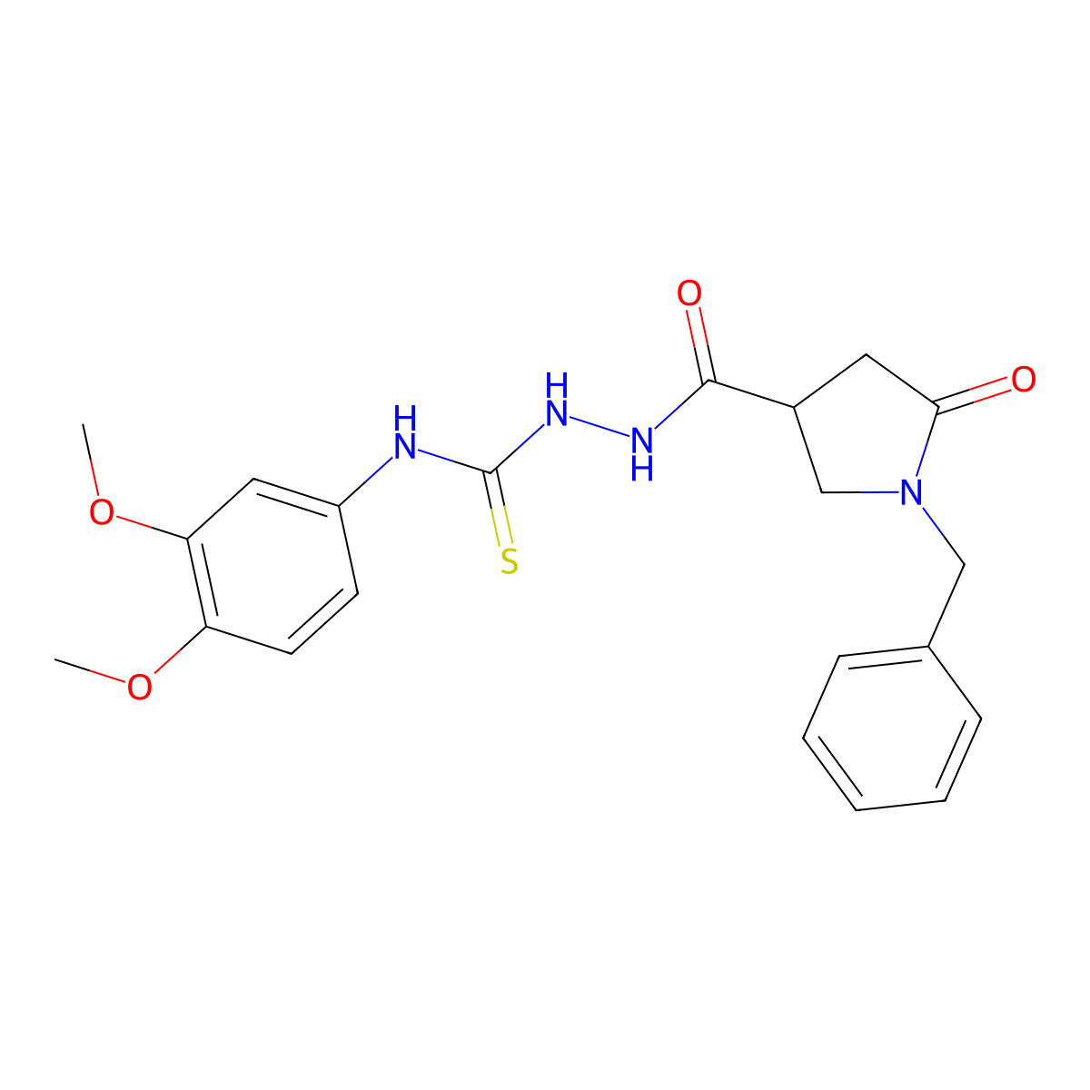 1-benzyl-N-{[(3,4-dimethoxyphenyl)carbamothioyl]amino}-5-oxopyrrolidine-3-carboxamide molecular structure, CAS 2548989-56-4