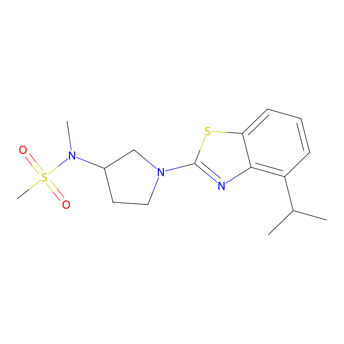 N-methyl-N-{1-[4-(propan-2-yl)-1,3-benzothiazol-2-yl]pyrrolidin-3-yl}methanesulfonamide molecular structure, CAS 2548989-57-5
