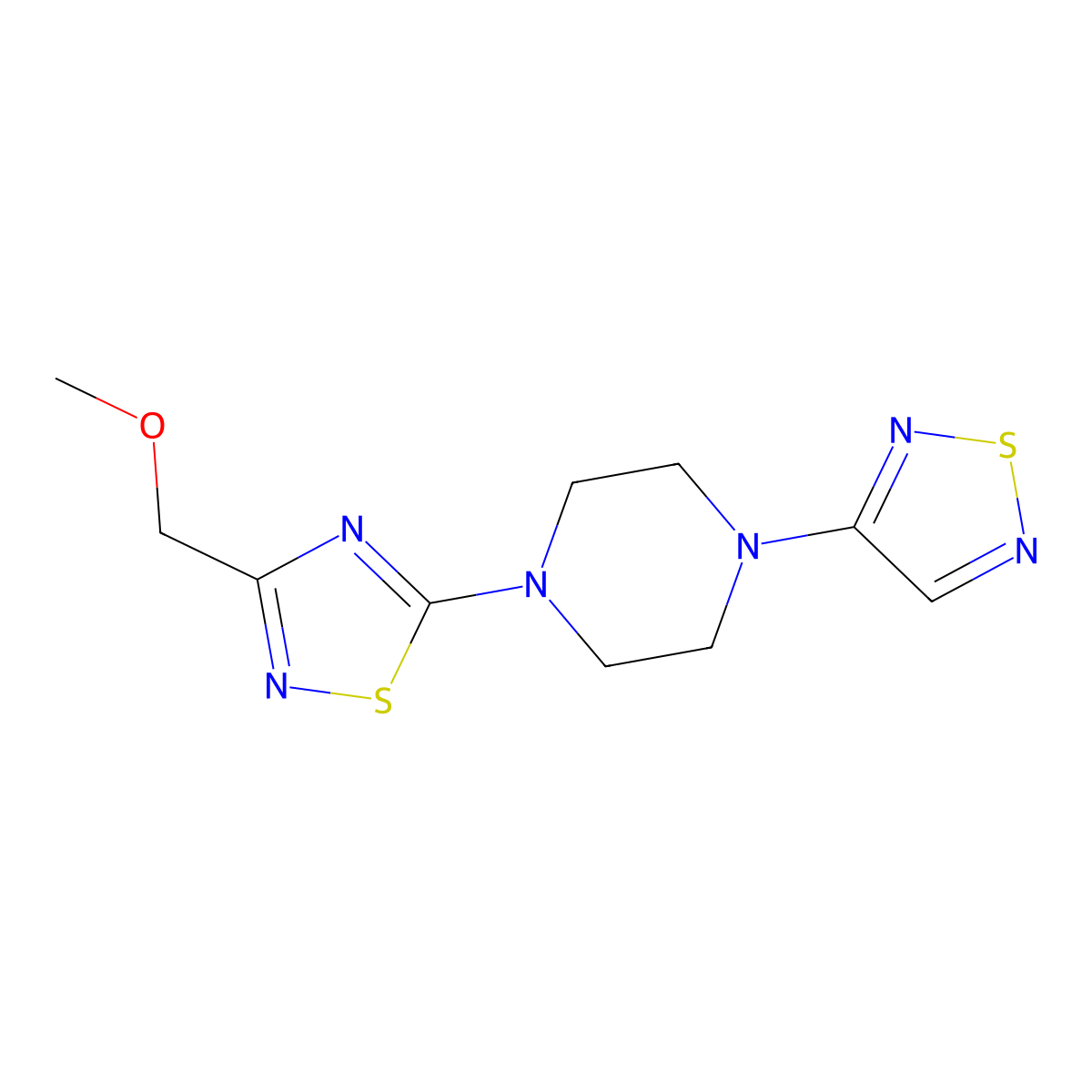 1-[3-(Methoxymethyl)-1,2,4-thiadiazol-5-yl]-4-(1,2,5-thiadiazol-3-yl)piperazine molecular structure, CAS 2548989-63-3