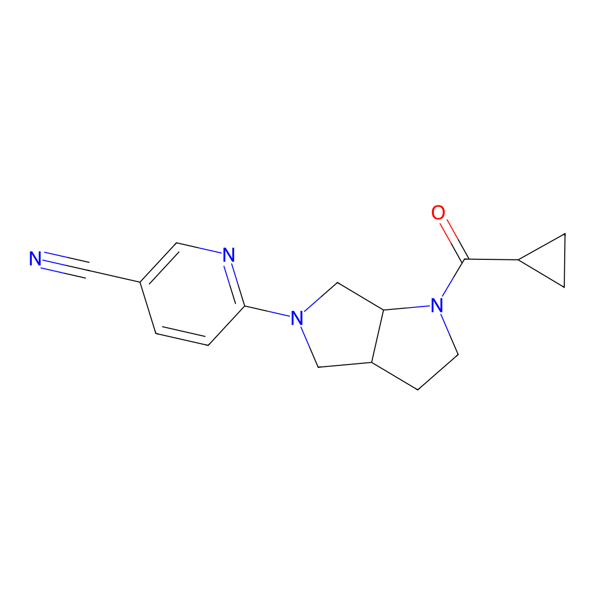 6-{1-Cyclopropanecarbonyl-octahydropyrrolo[3,4-b]pyrrol-5-yl}pyridine-3-carbonitrile molecular structure, CAS 2548989-64-4