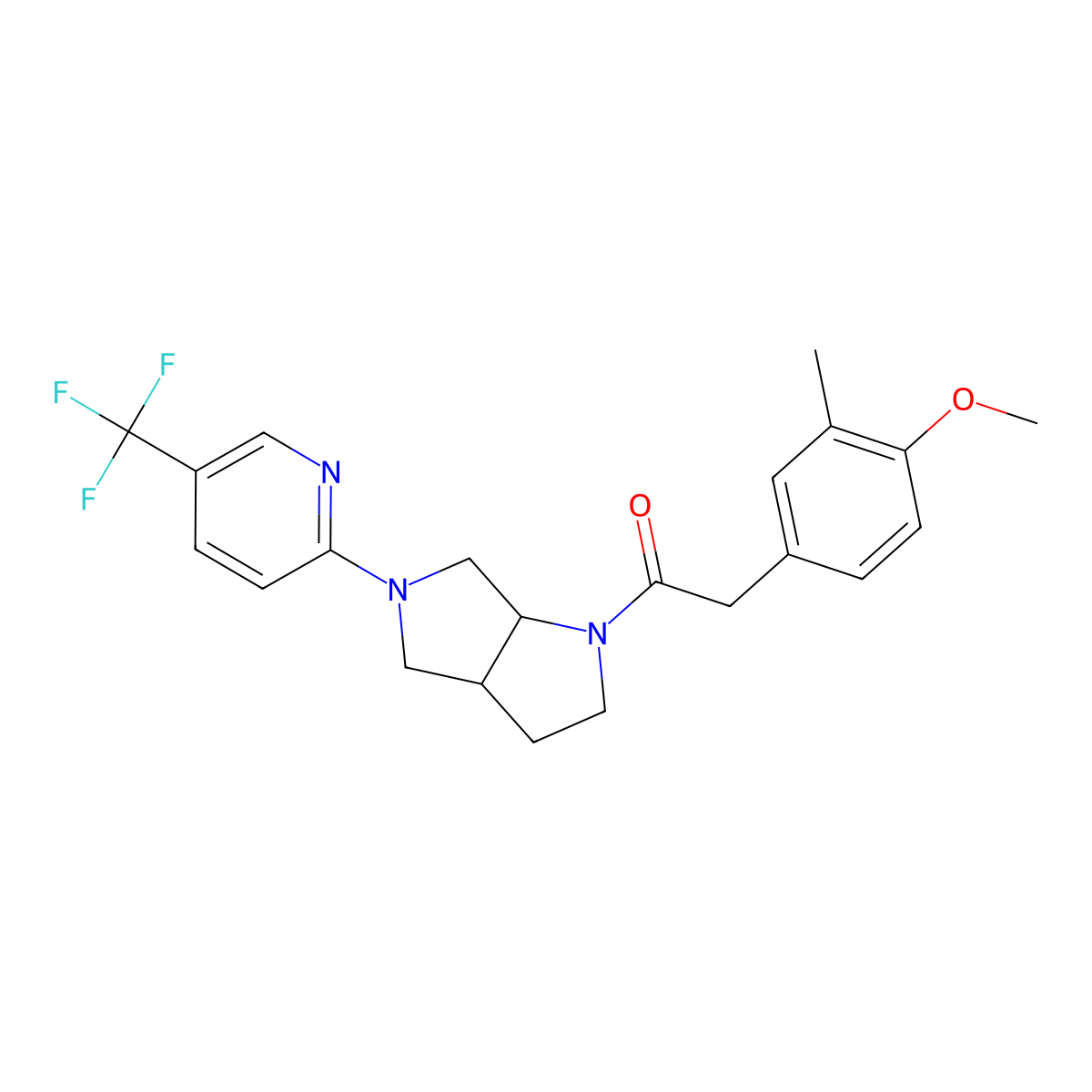 2-(4-Methoxy-3-methylphenyl)-1-{5-[5-(trifluoromethyl)pyridin-2-yl]-octahydropyrrolo[3,4-b]pyrrol-1-yl}ethan-1-one molecular structure, CAS 2548989-67-7