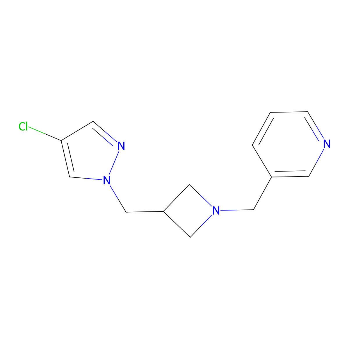 3-({3-[(4-chloro-1H-pyrazol-1-yl)methyl]azetidin-1-yl}methyl)pyridine molecular structure, CAS 2548989-68-8