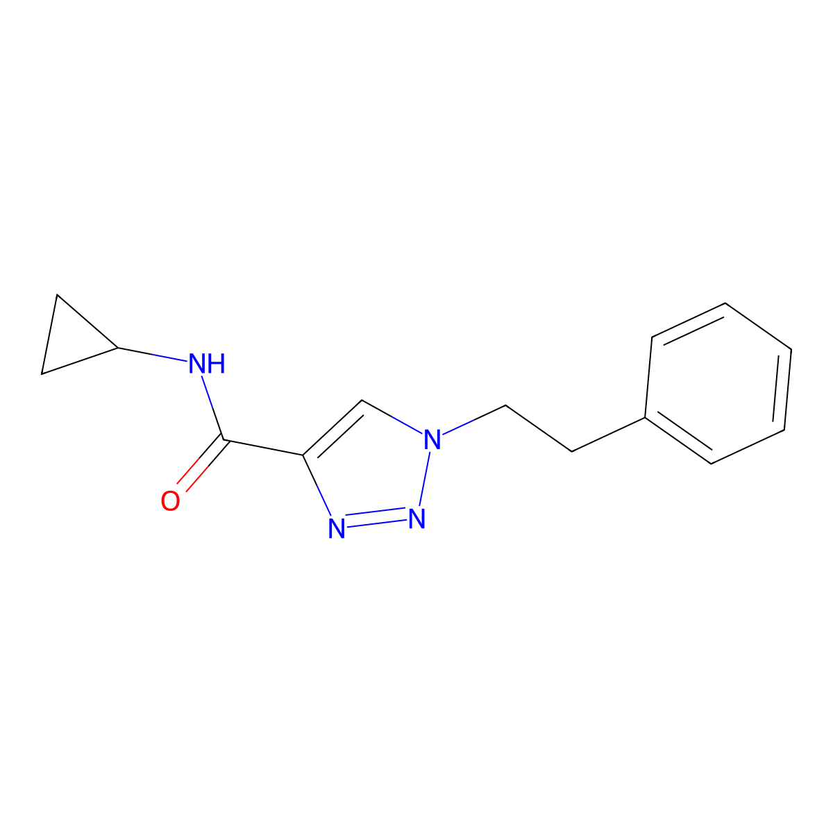 N-cyclopropyl-1-(2-phenylethyl)-1H-1,2,3-triazole-4-carboxamide molecular structure, CAS 2548989-70-2