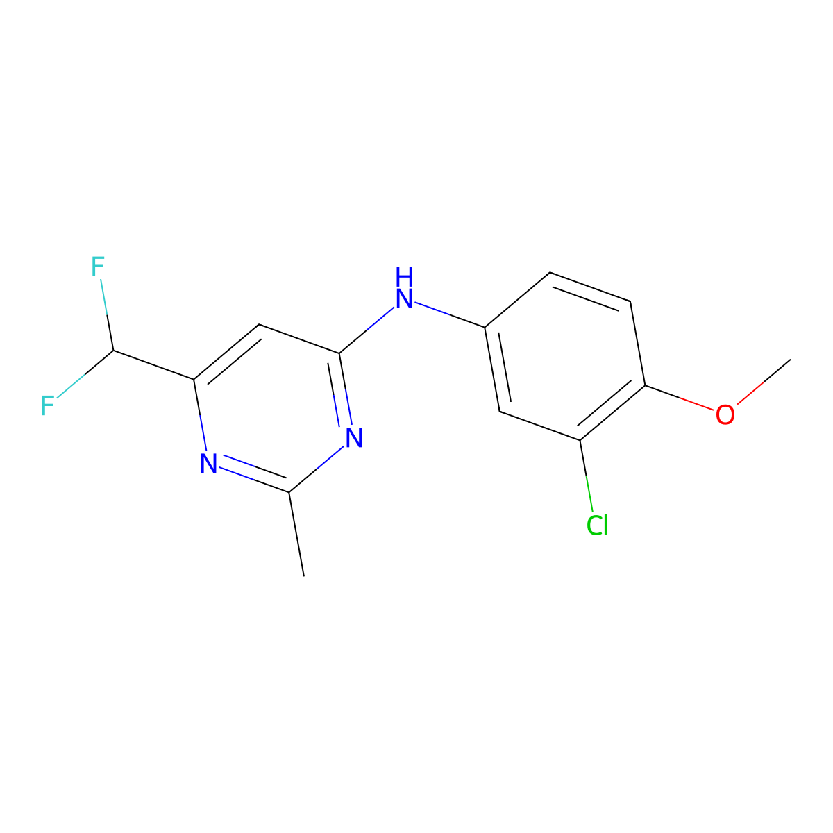 N-(3-chloro-4-methoxyphenyl)-6-(difluoromethyl)-2-methylpyrimidin-4-amine molecular structure, CAS 2548989-71-3