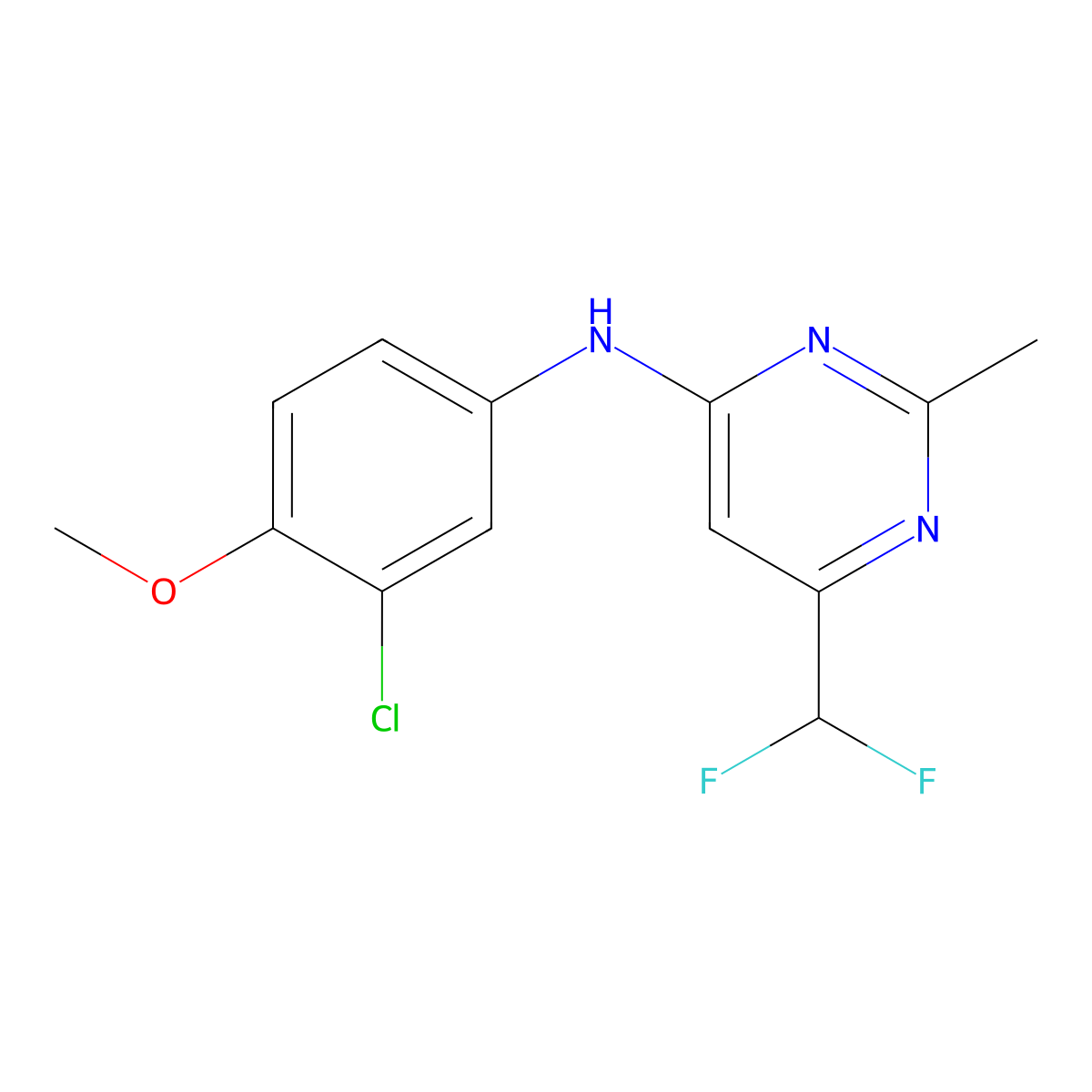 N-(3-chloro-4-methoxyphenyl)-6-(difluoromethyl)-2-methylpyrimidin-4-amine molecular structure, CAS 2548989-71-3