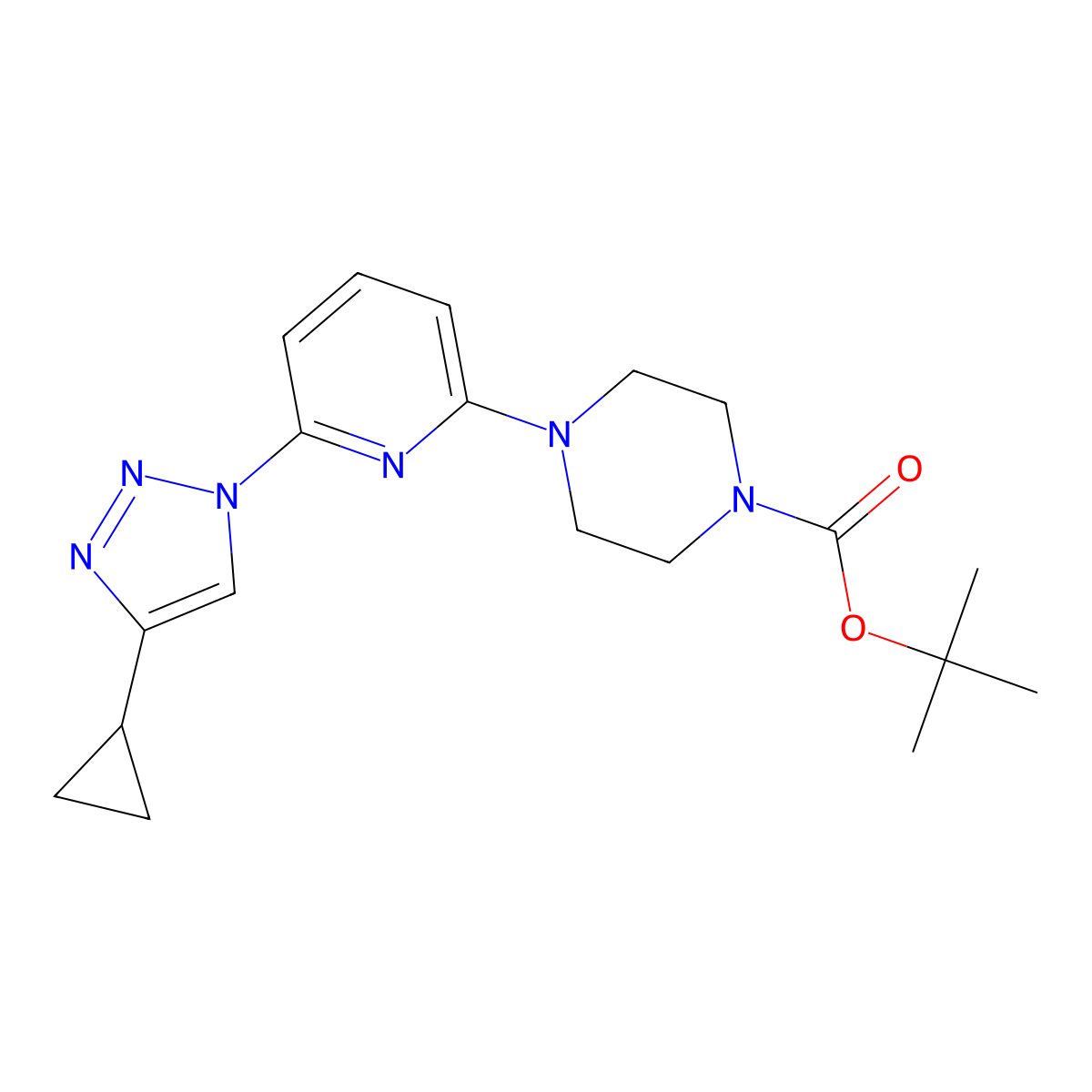 tert-butyl 4-[6-(4-cyclopropyl-1H-1,2,3-triazol-1-yl)pyridin-2-yl]piperazine-1-carboxylate molecular structure, CAS 2548989-75-7