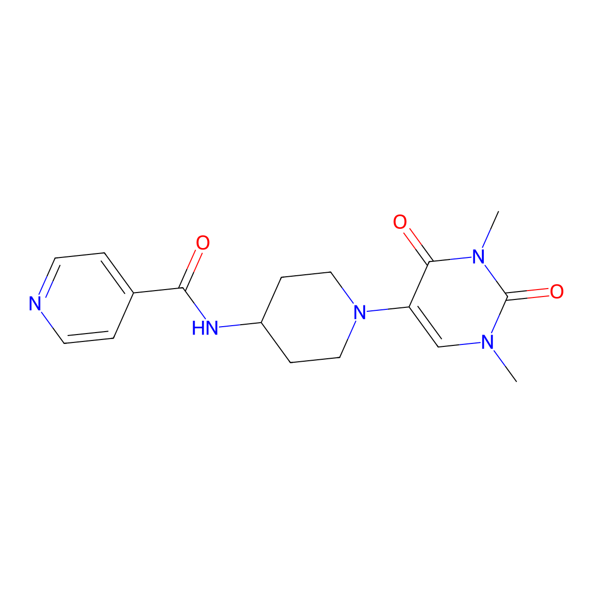 N-[1-(1,3-dimethyl-2,4-dioxo-1,2,3,4-tetrahydropyrimidin-5-yl)piperidin-4-yl]pyridine-4-carboxamide molecular structure, CAS 2548989-77-9
