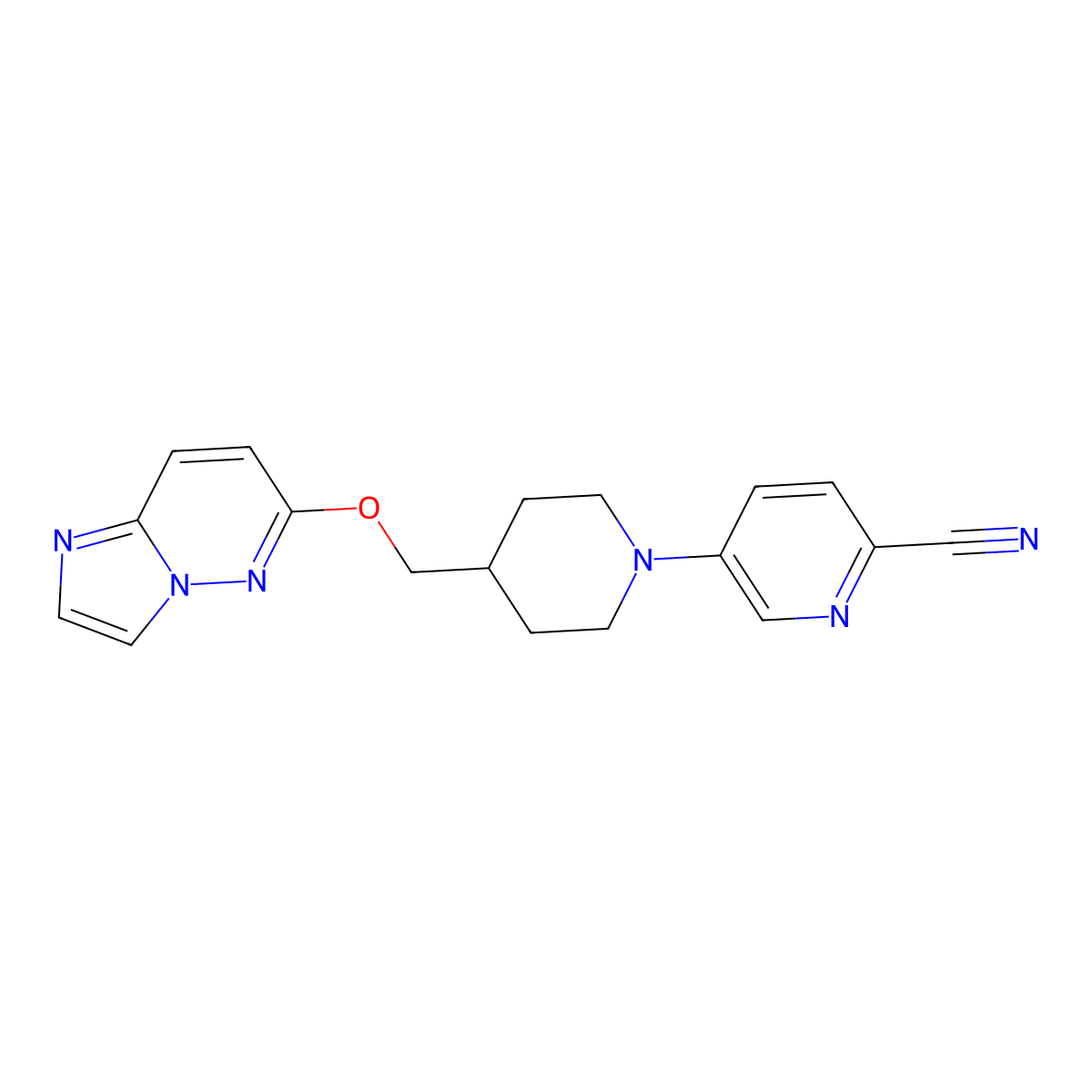5-[4-({Imidazo[1,2-b]pyridazin-6-yloxy}methyl)piperidin-1-yl]pyridine-2-carbonitrile molecular structure, CAS 2548989-79-1