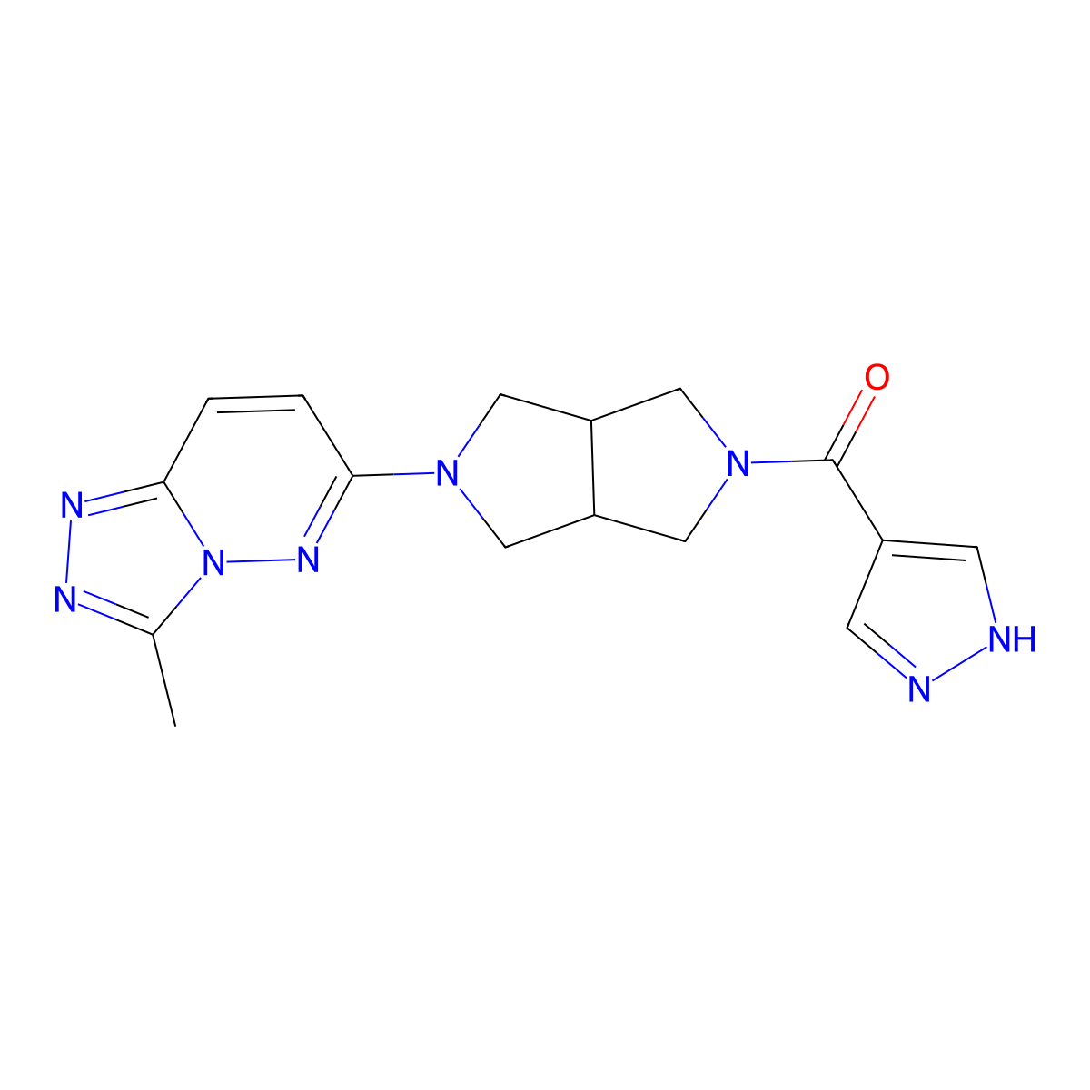 4-(5-{3-methyl-[1,2,4]triazolo[4,3-b]pyridazin-6-yl}-octahydropyrrolo[3,4-c]pyrrole-2-carbonyl)-1H-pyrazole molecular structure, CAS 2548989-80-4