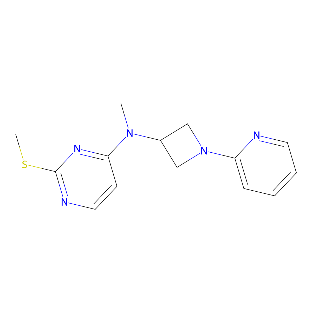 N-methyl-2-(methylsulfanyl)-N-[1-(pyridin-2-yl)azetidin-3-yl]pyrimidin-4-amine molecular structure, CAS 2548989-81-5