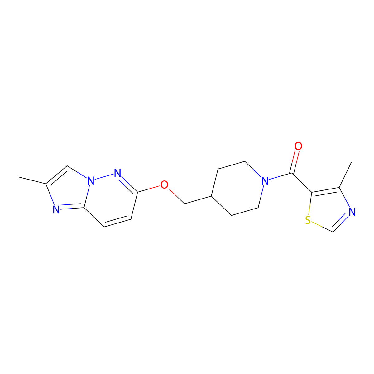 1-(4-Methyl-1,3-thiazole-5-carbonyl)-4-[({2-methylimidazo[1,2-b]pyridazin-6-yl}oxy)methyl]piperidine molecular structure, CAS 2548989-86-0
