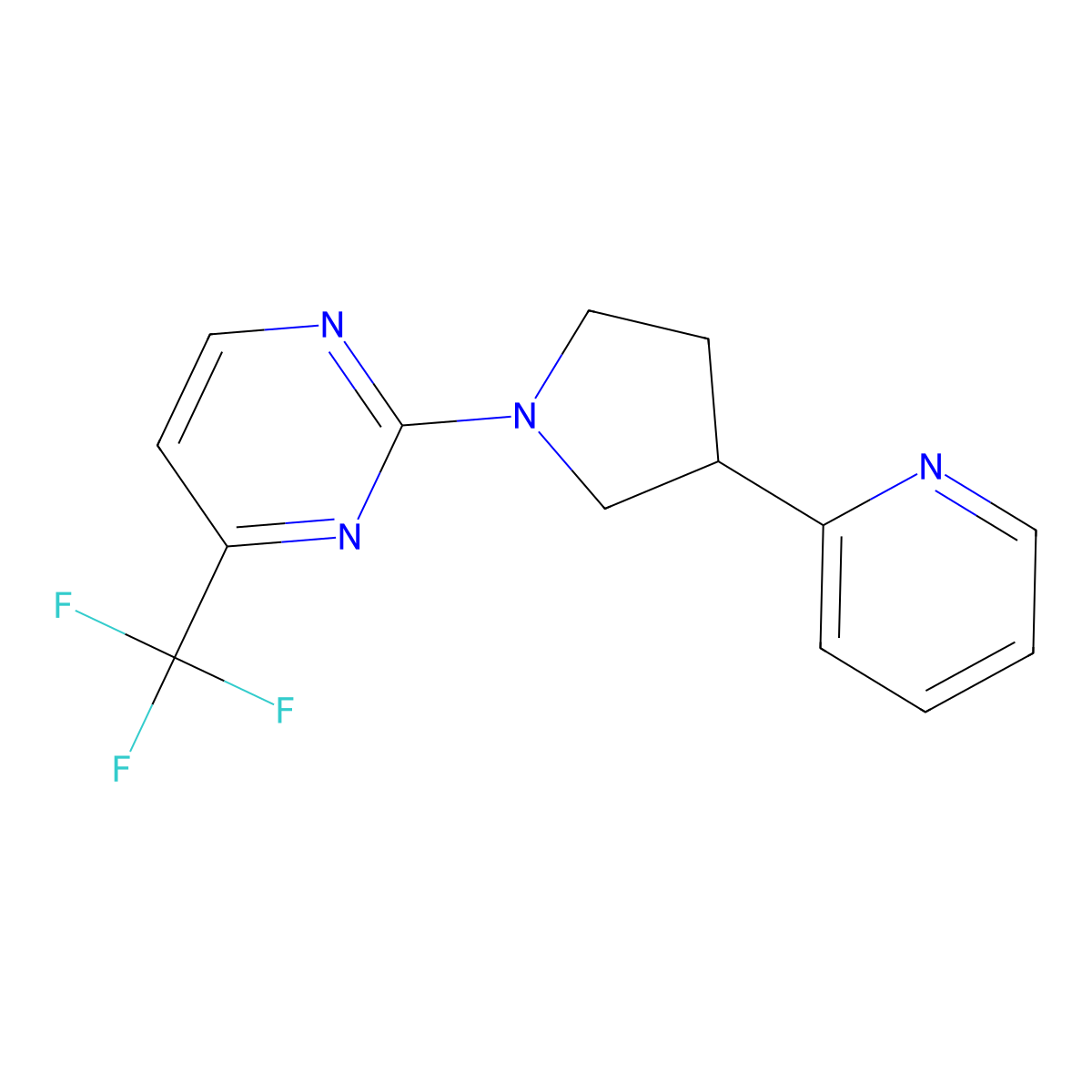 2-[3-(Pyridin-2-yl)pyrrolidin-1-yl]-4-(trifluoromethyl)pyrimidine molecular structure, CAS 2548989-90-6